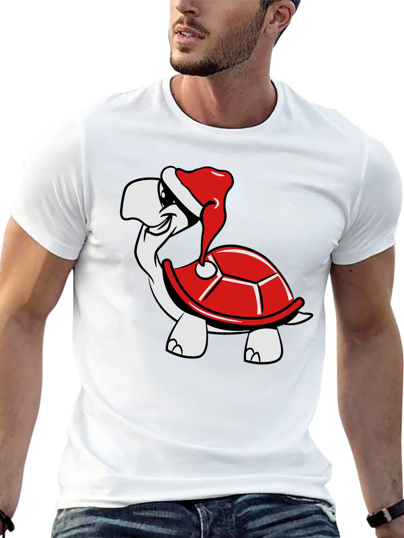 Turtle with Santa Hat Graphic Tee