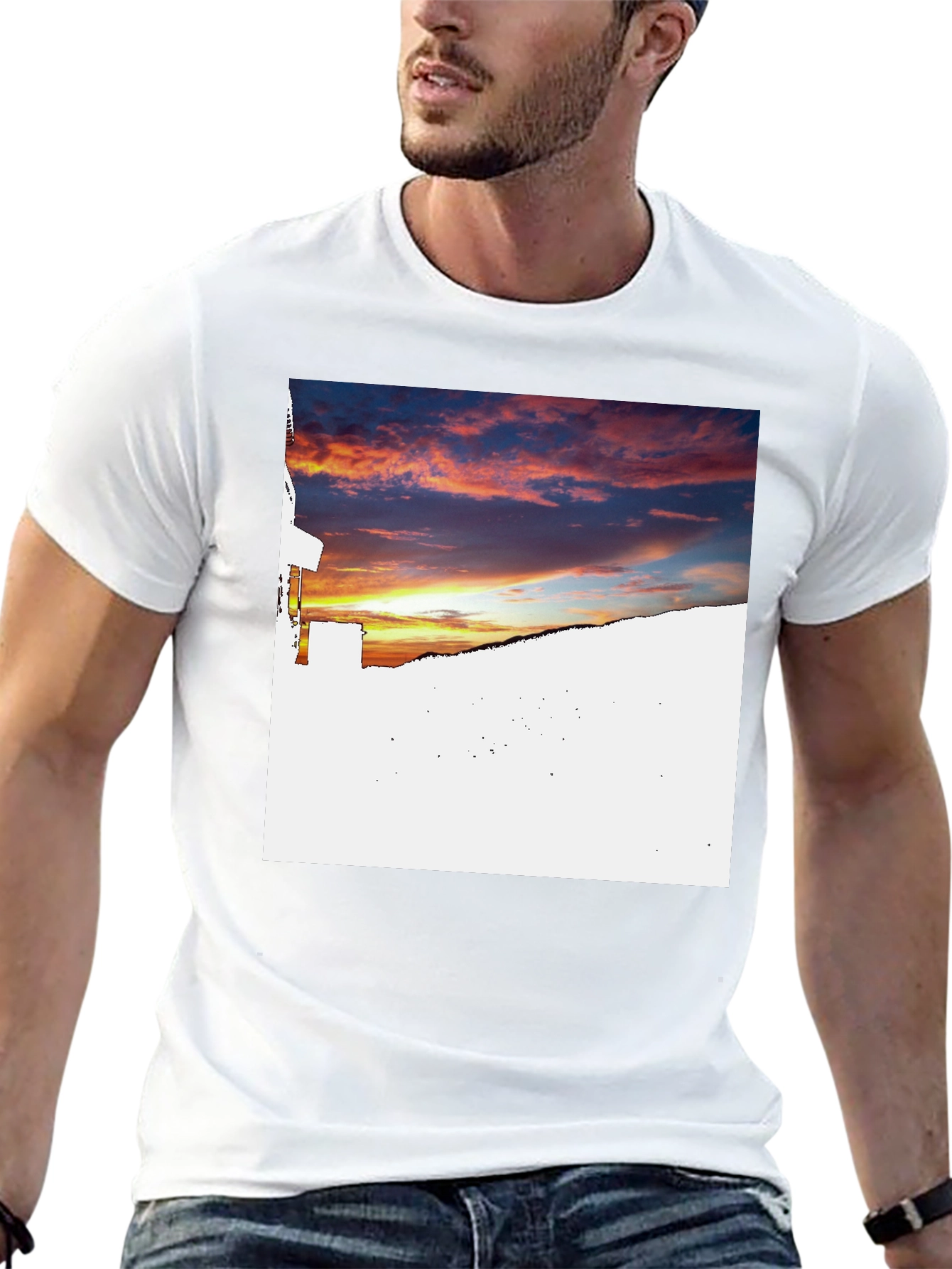 Sunset Graphic Print Black T-Shirt