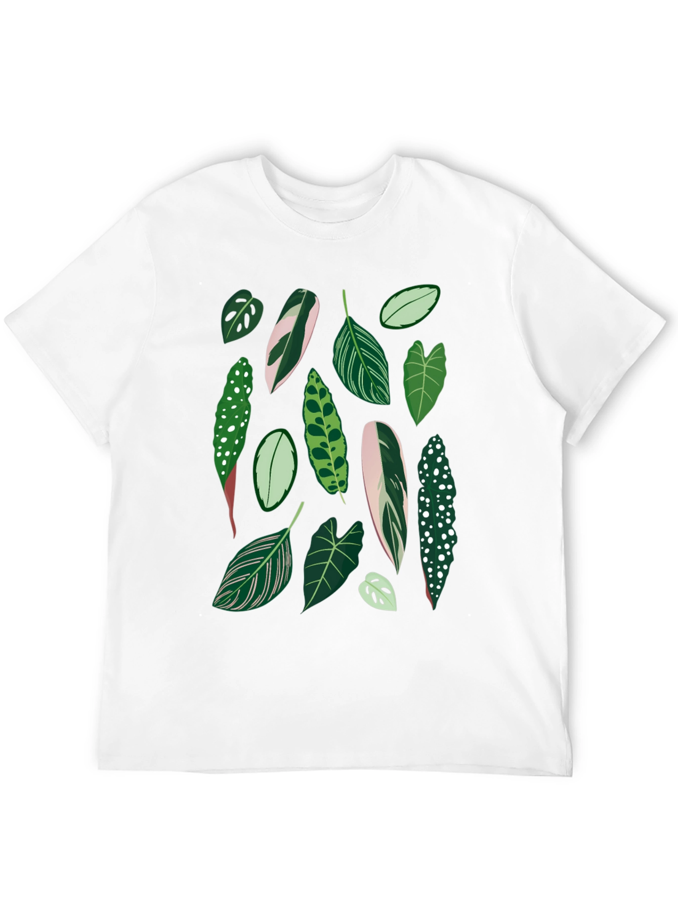 Tropical Leaf Pattern Black T-Shirt