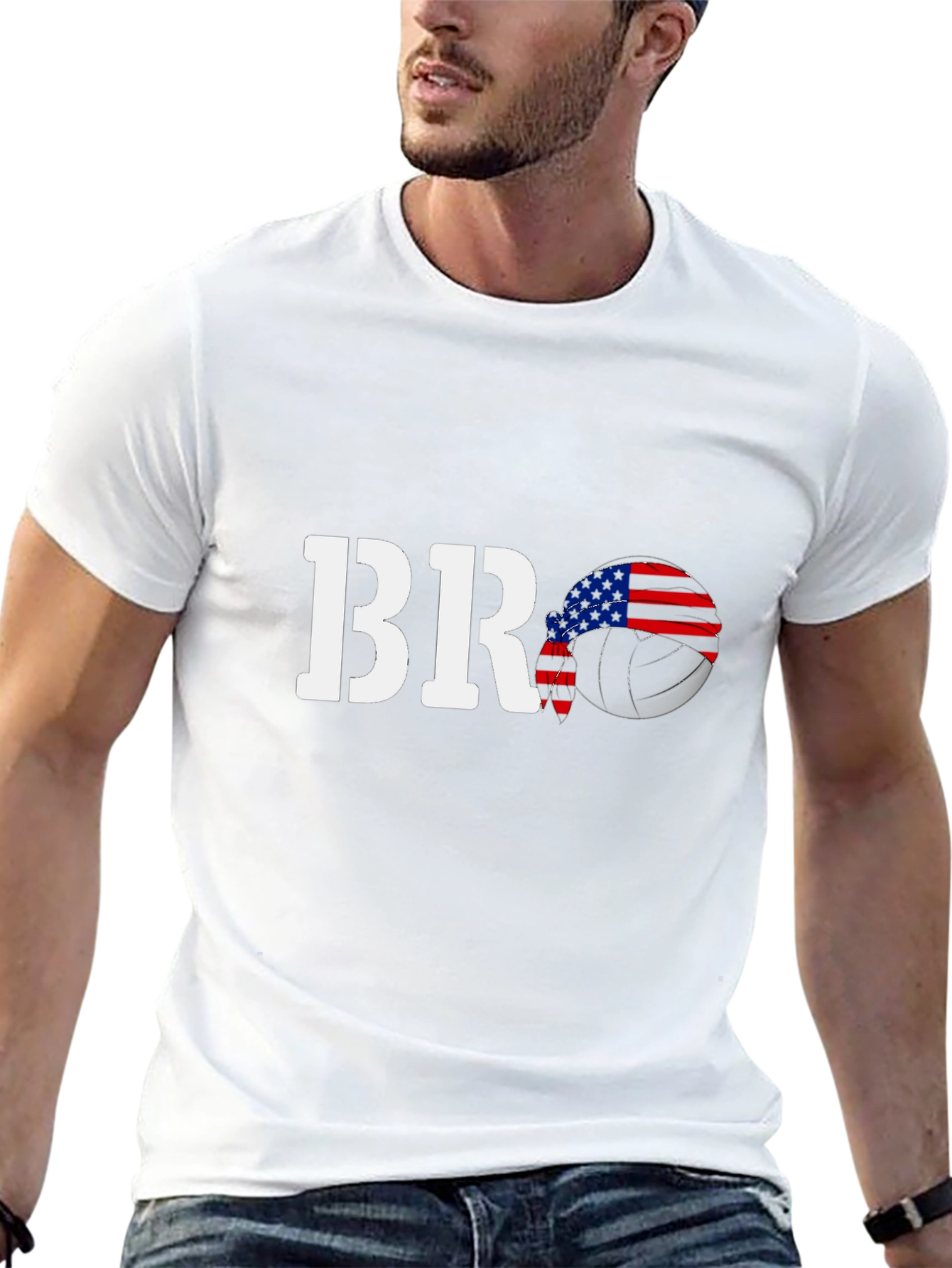 BRO Volleyball USA Flag T-Shirt