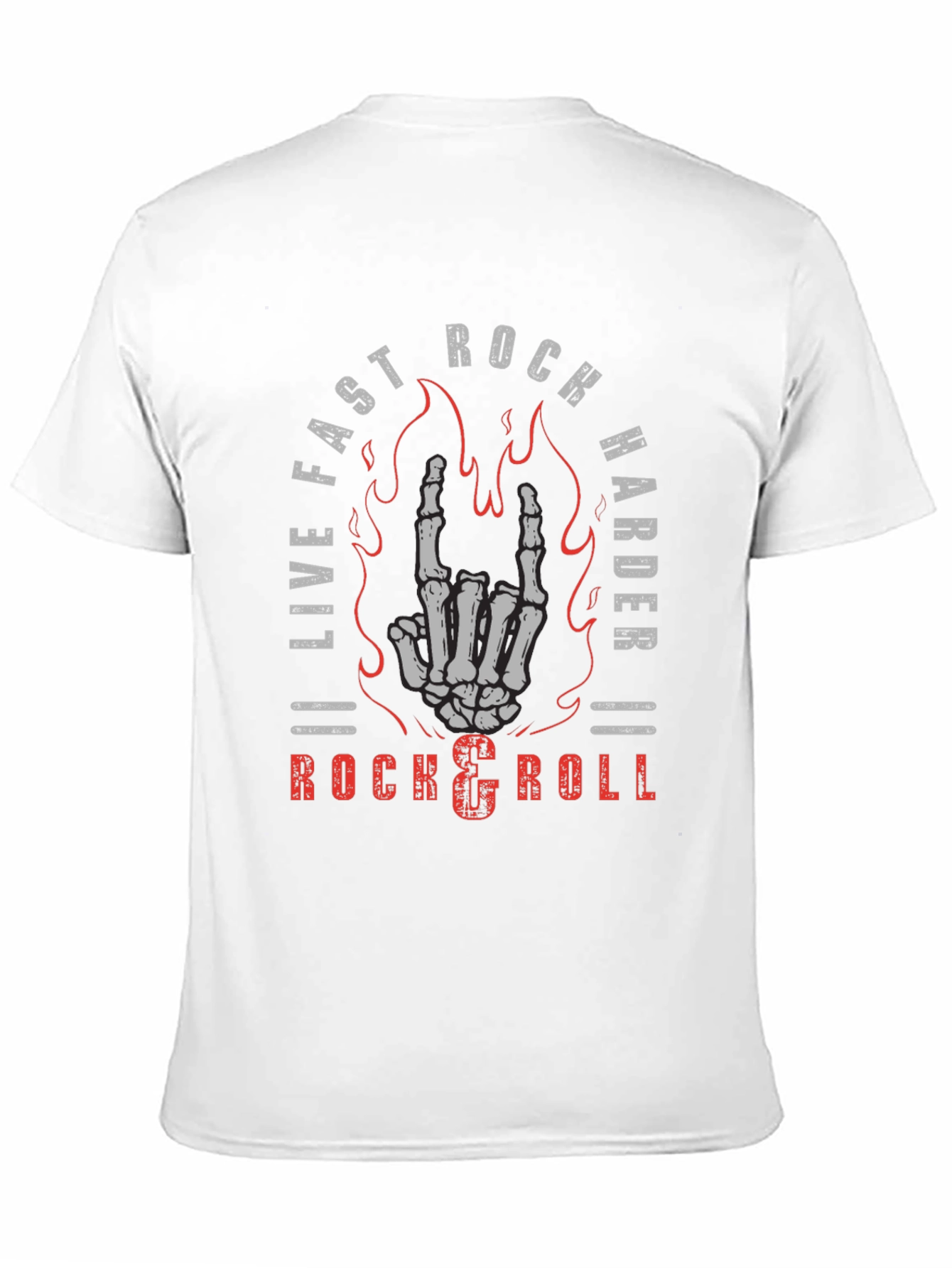 Live Fast Rock Harder Skeleton Hand T-Shirt