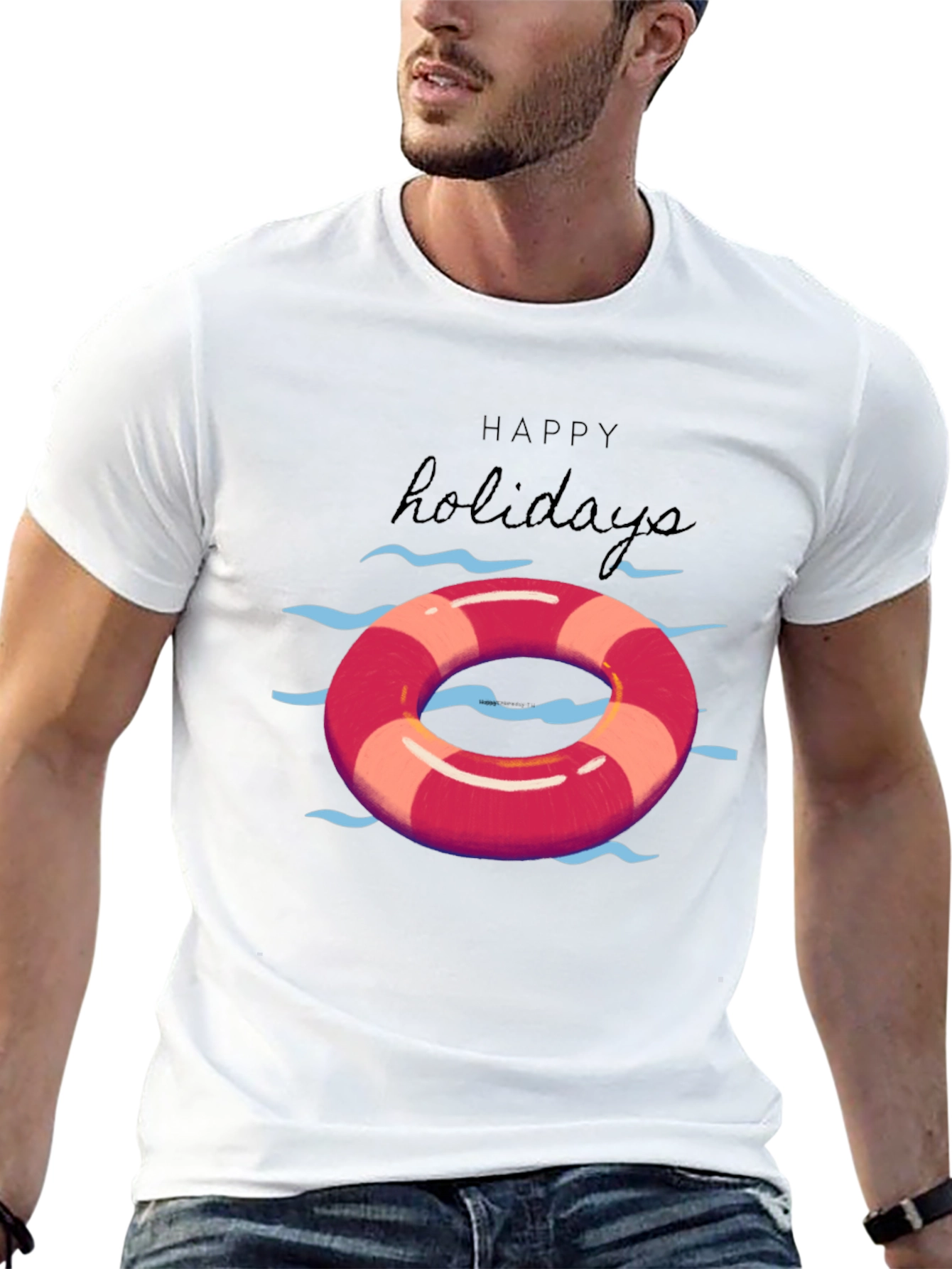 Happy Holidays Life Preserver Graphic Tee
