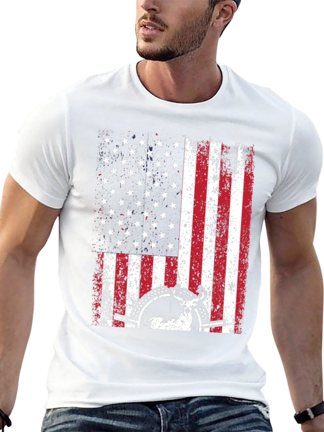 American Flag Deer Hunting Graphic Tee