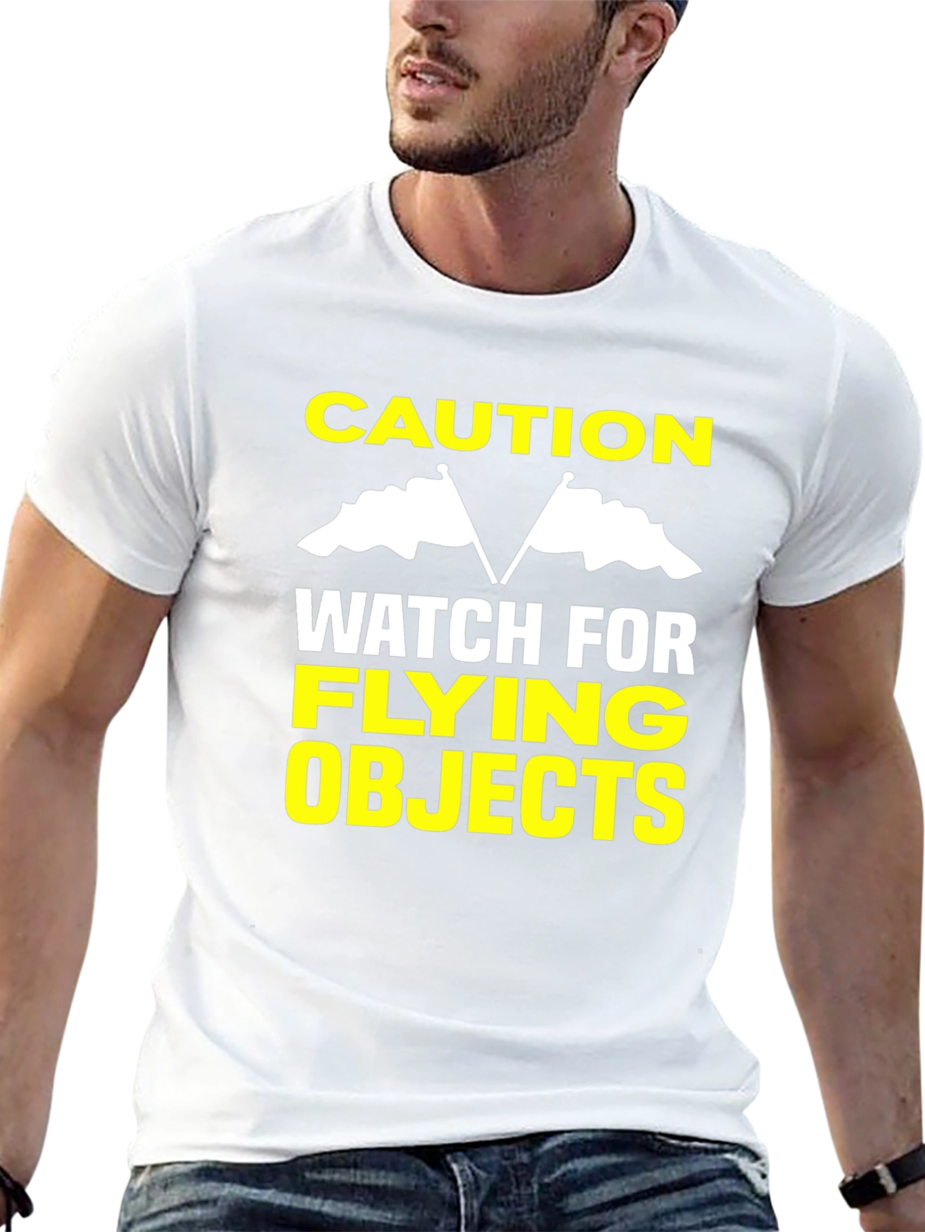Caution Flying Objects T-Shirt - Funny Warning Tee