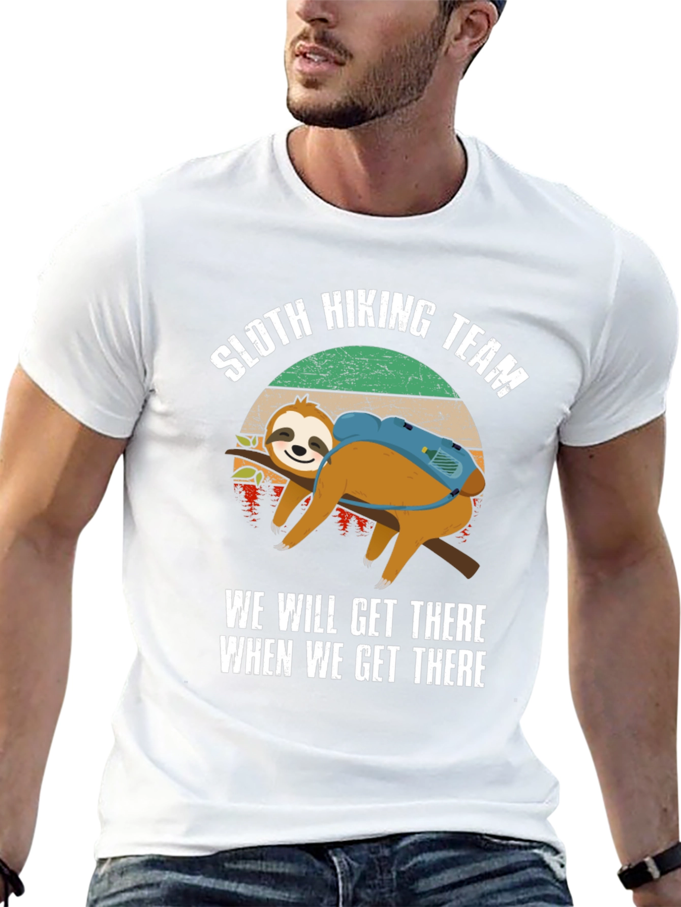 Sloth Hiking Team Funny Graphic T-Shirt