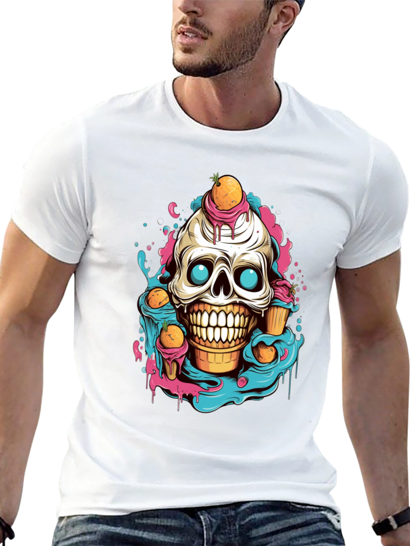 Skull Ice Cream Graphic T-Shirt