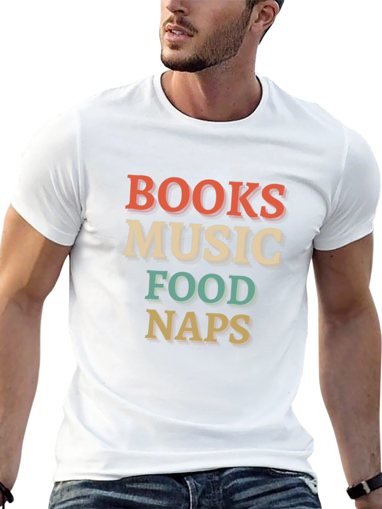 Books Music Food Naps Black Graphic Tee