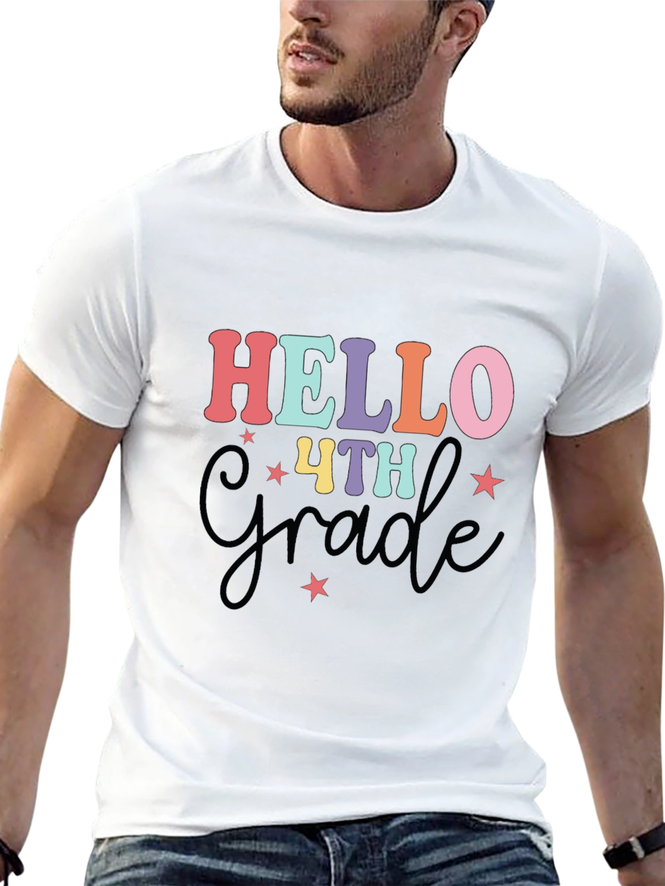 Hello 4th Grade Black T-Shirt