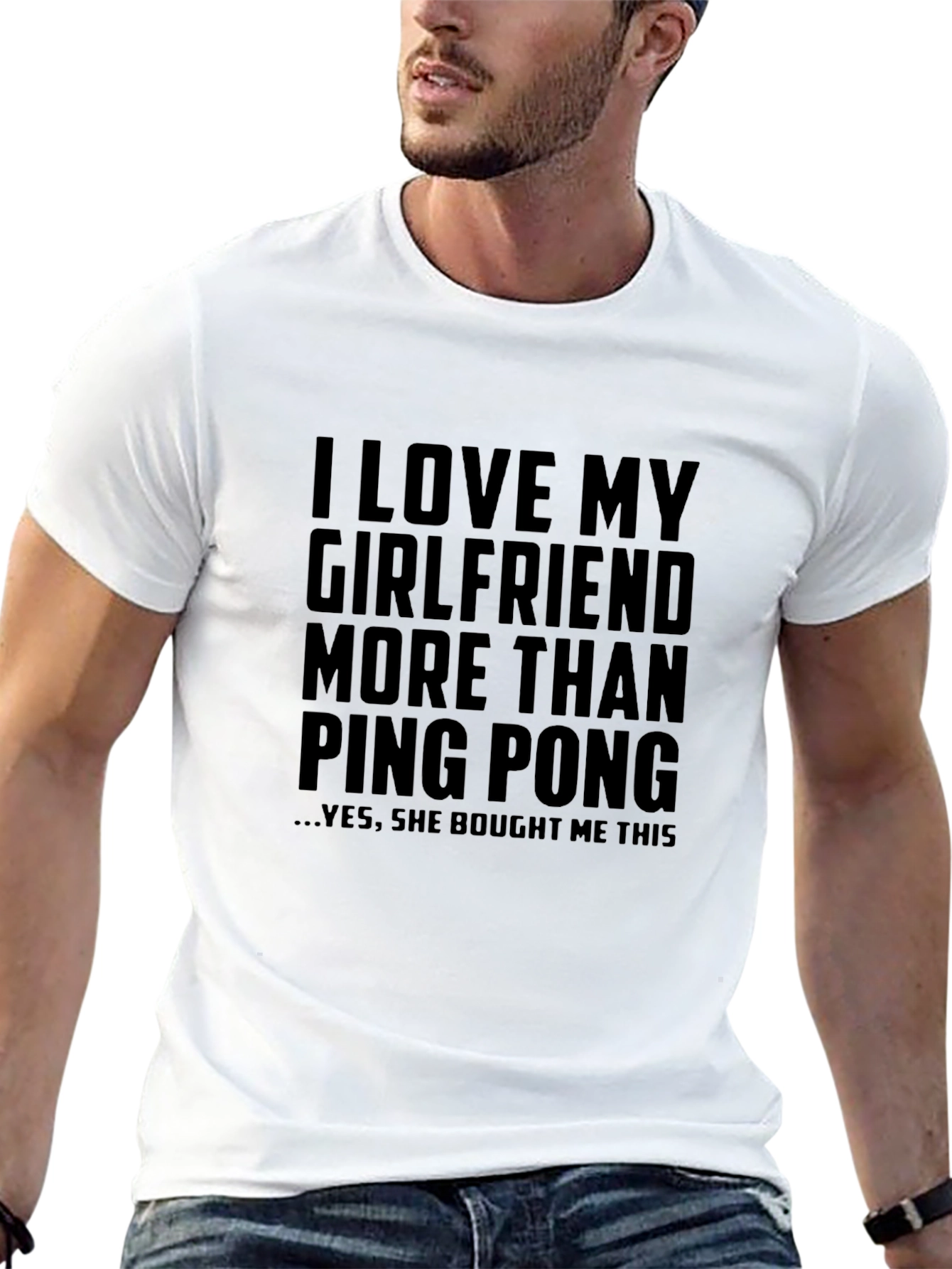 I Love My Girlfriend Ping Pong Funny Mens T-Shirt