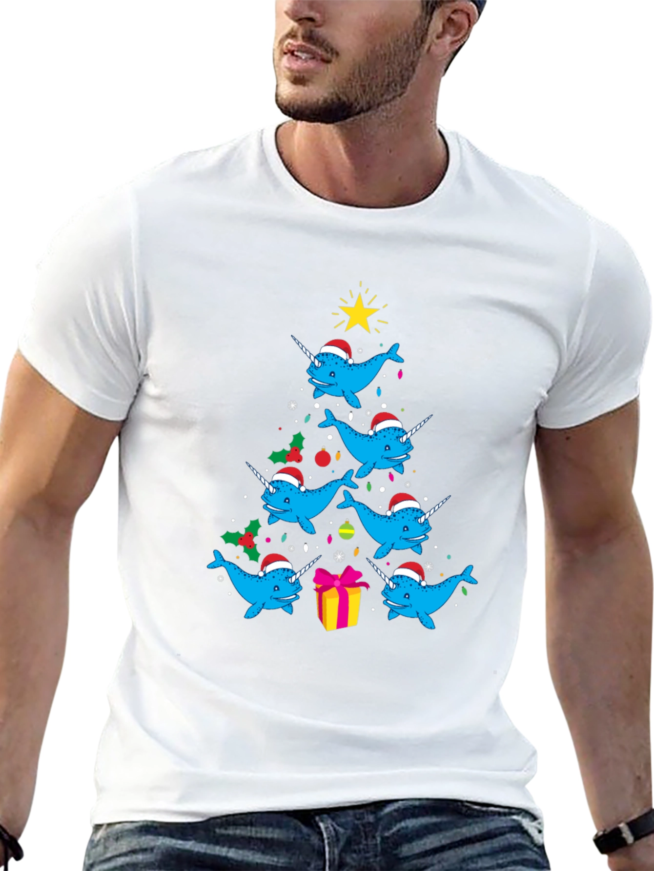 Narwhal Christmas Tree Graphic Tee