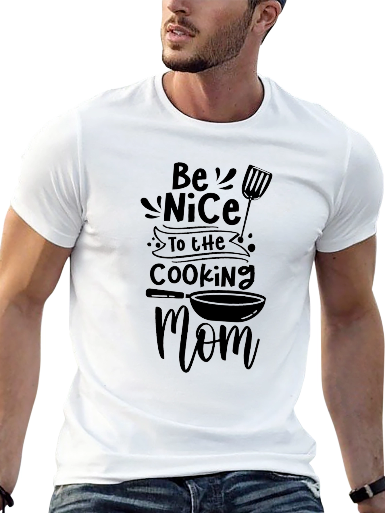 Be Nice To The Cooking Mom Black T-Shirt