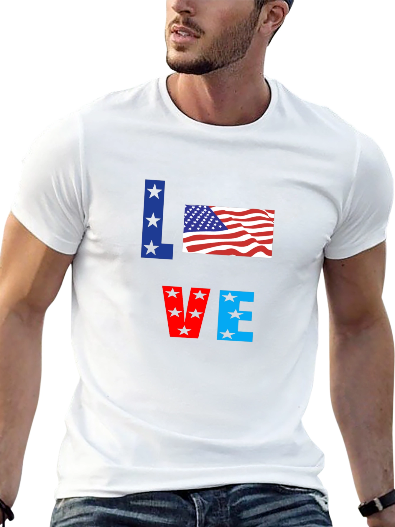 Patriotic Love USA Flag Graphic T-Shirt