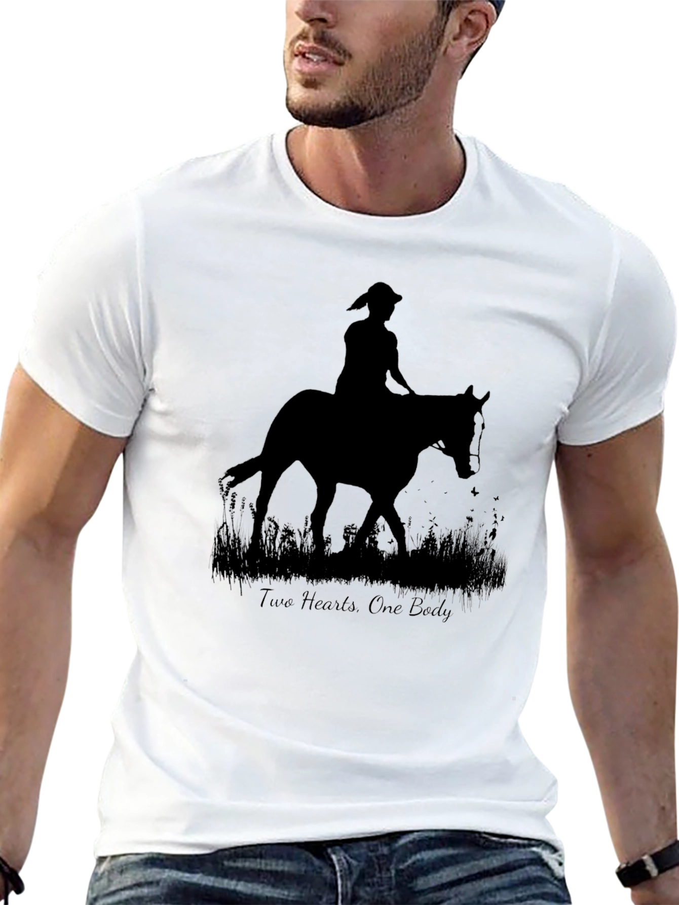 Two Hearts One Body Silhouette Black Tee
