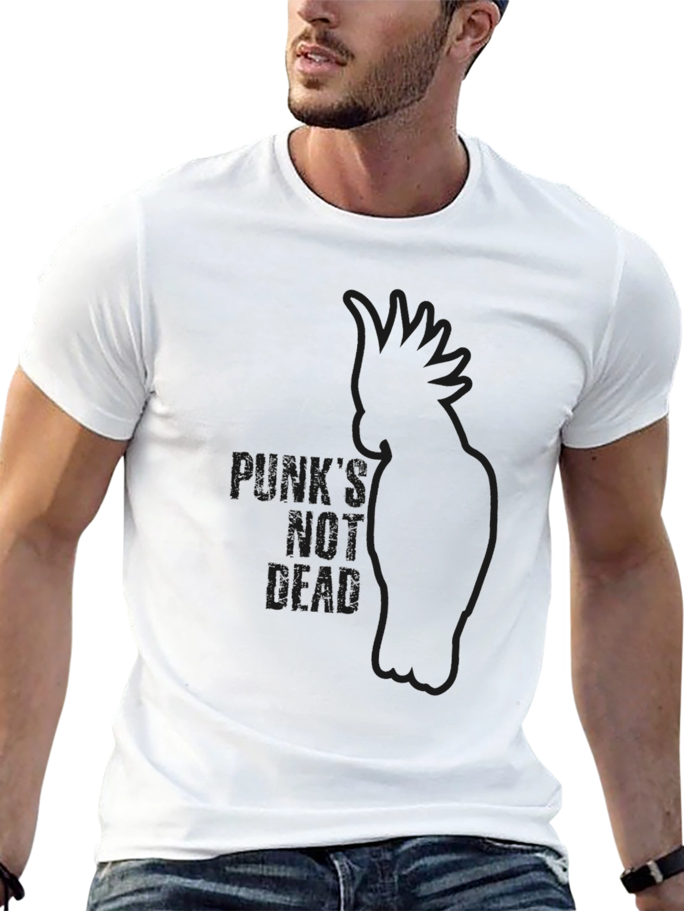 Black Punks Not Dead Parrot Graphic T-Shirt