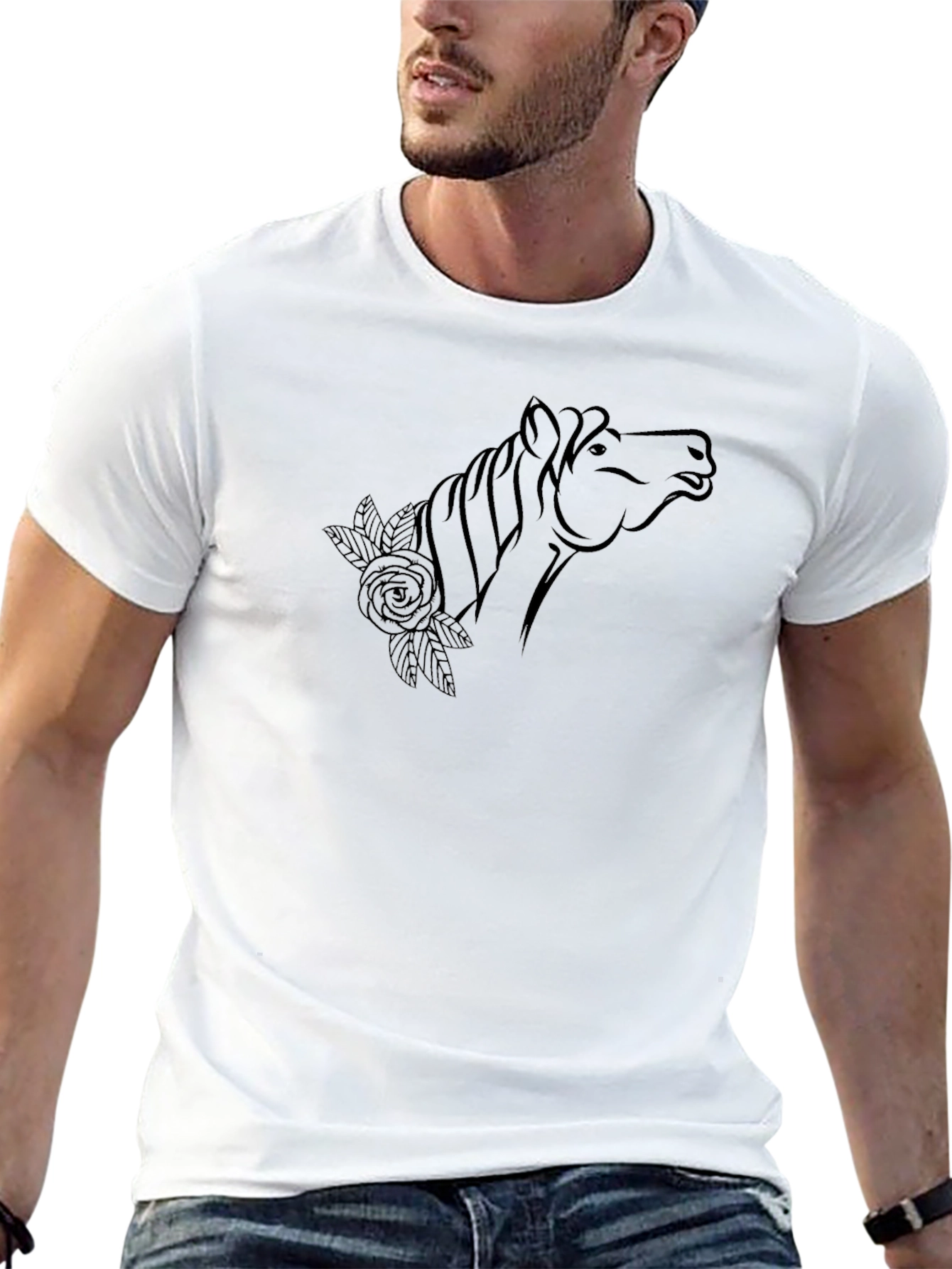 Horse & Rose Graphic Tee - Black T-Shirt