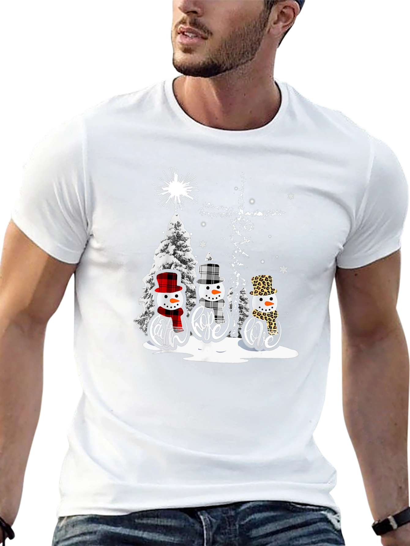 Faith Hope Love Snowmen Christmas T-Shirt