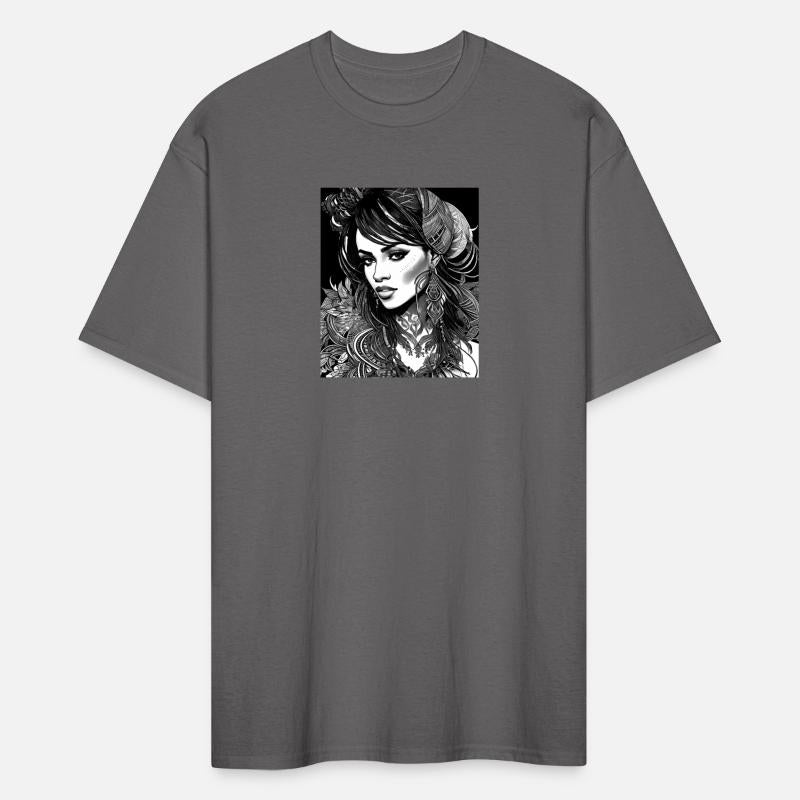 Black And White Tattooed Black Wo With Floral Patt