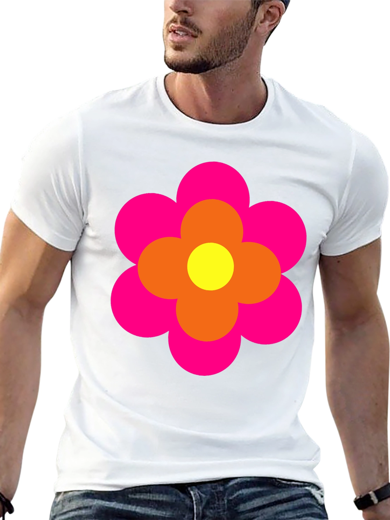 Retro Flower Power Tee - Bold Graphic Print