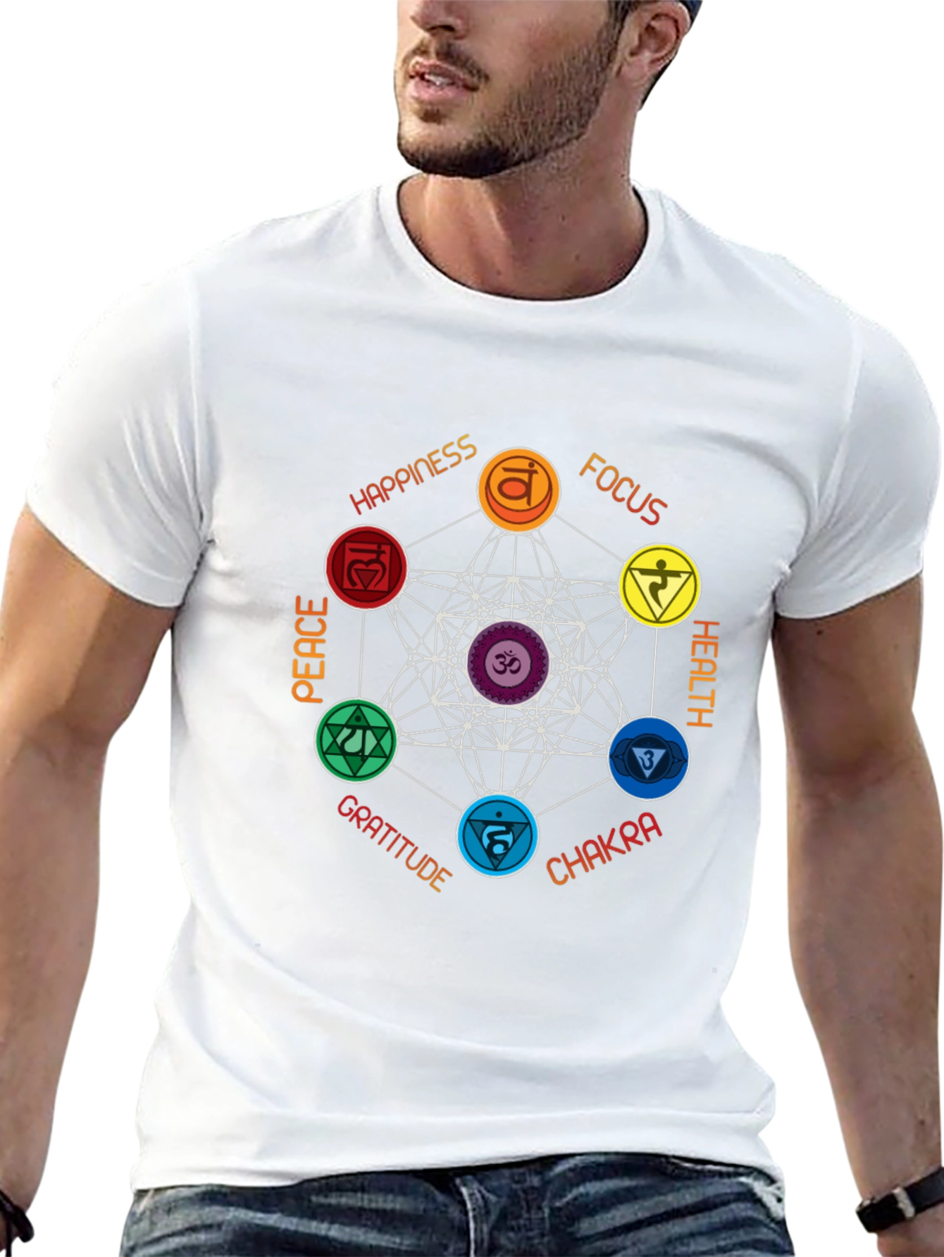 Chakra Symbol Graphic Print T-Shirt - Spiritual Design