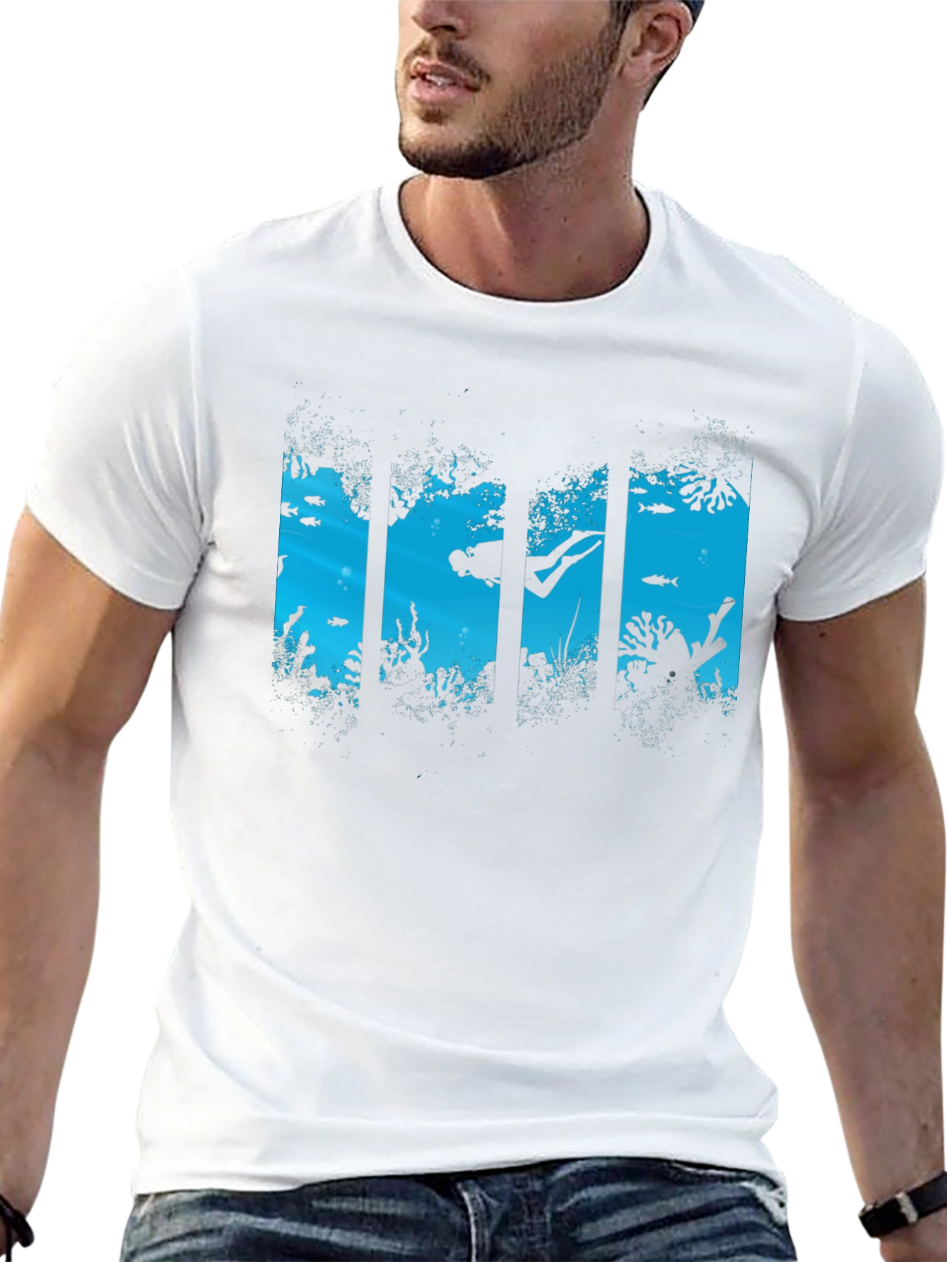 Diver Silhouette Graphic Black T-Shirt