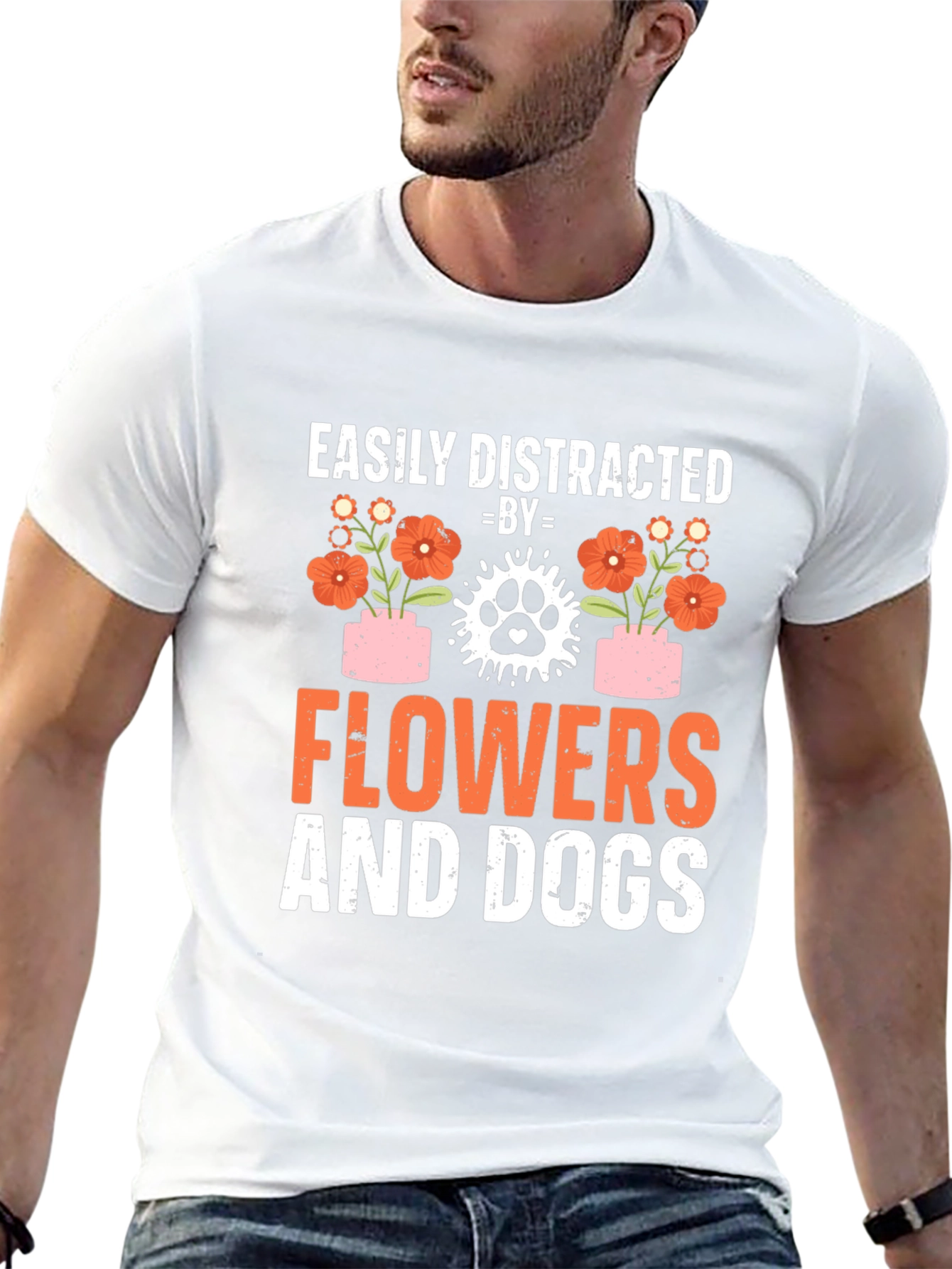 Easily Distracted By Flowers And Dogs T-Shirt