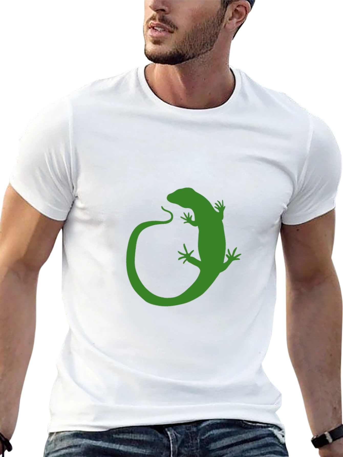 Green Lizard Graphic Black T-Shirt