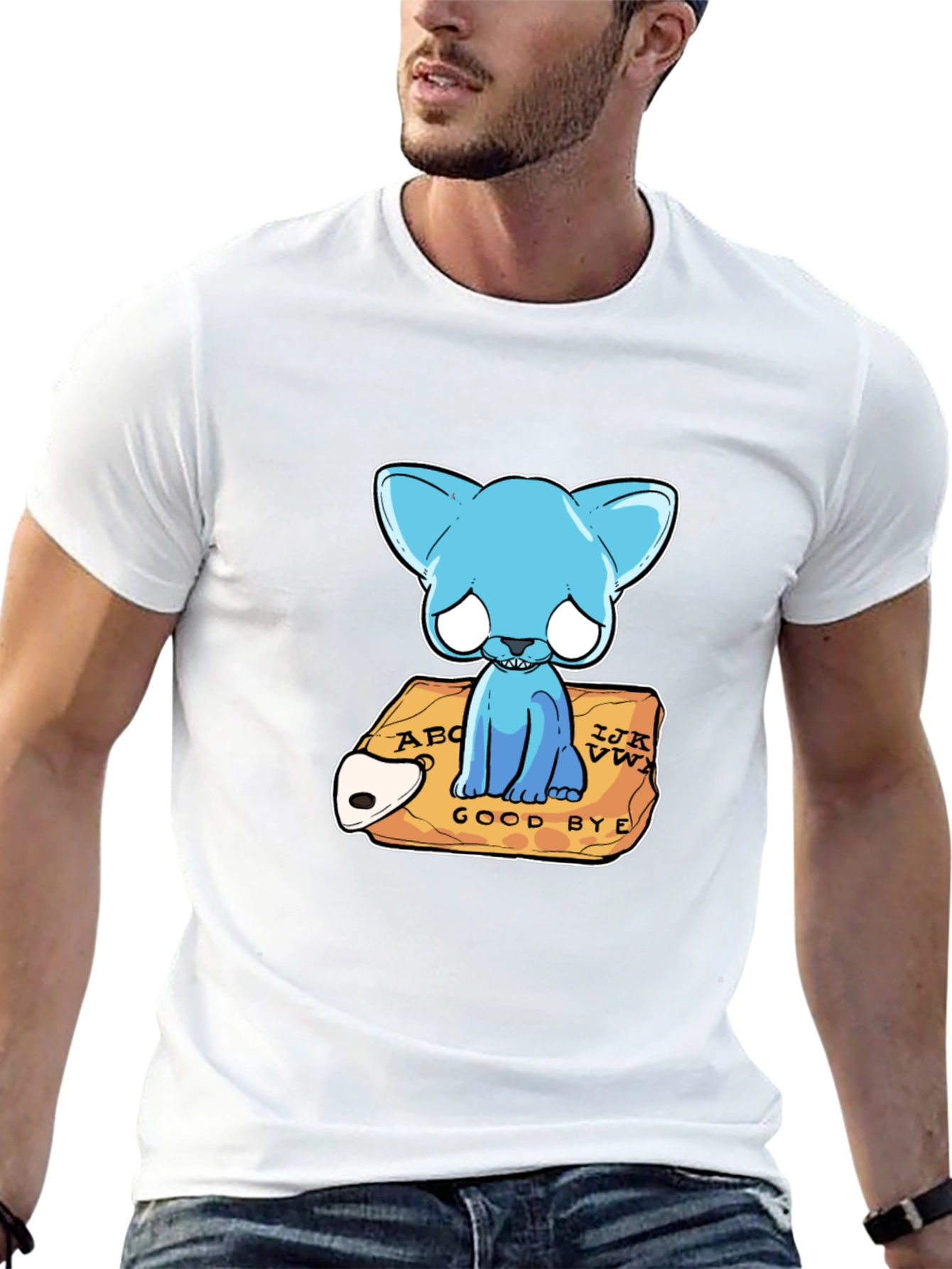 Gothic Blue Cat Ouija Board T-Shirt