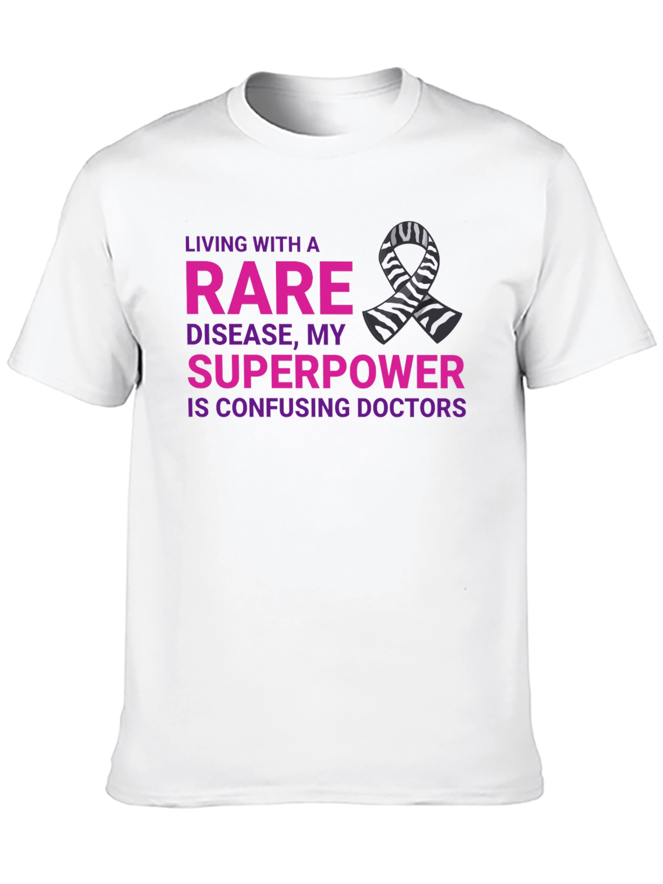 Rare Disease Superpower T-Shirt Zebra Ribbon Awareness