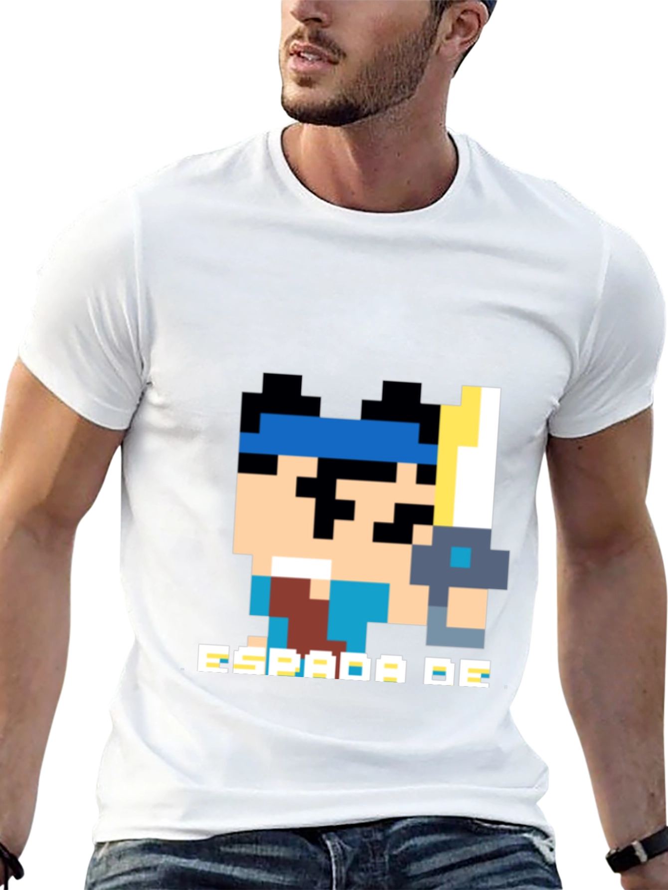 Pixel Art Espada De Graphic Black T-Shirt