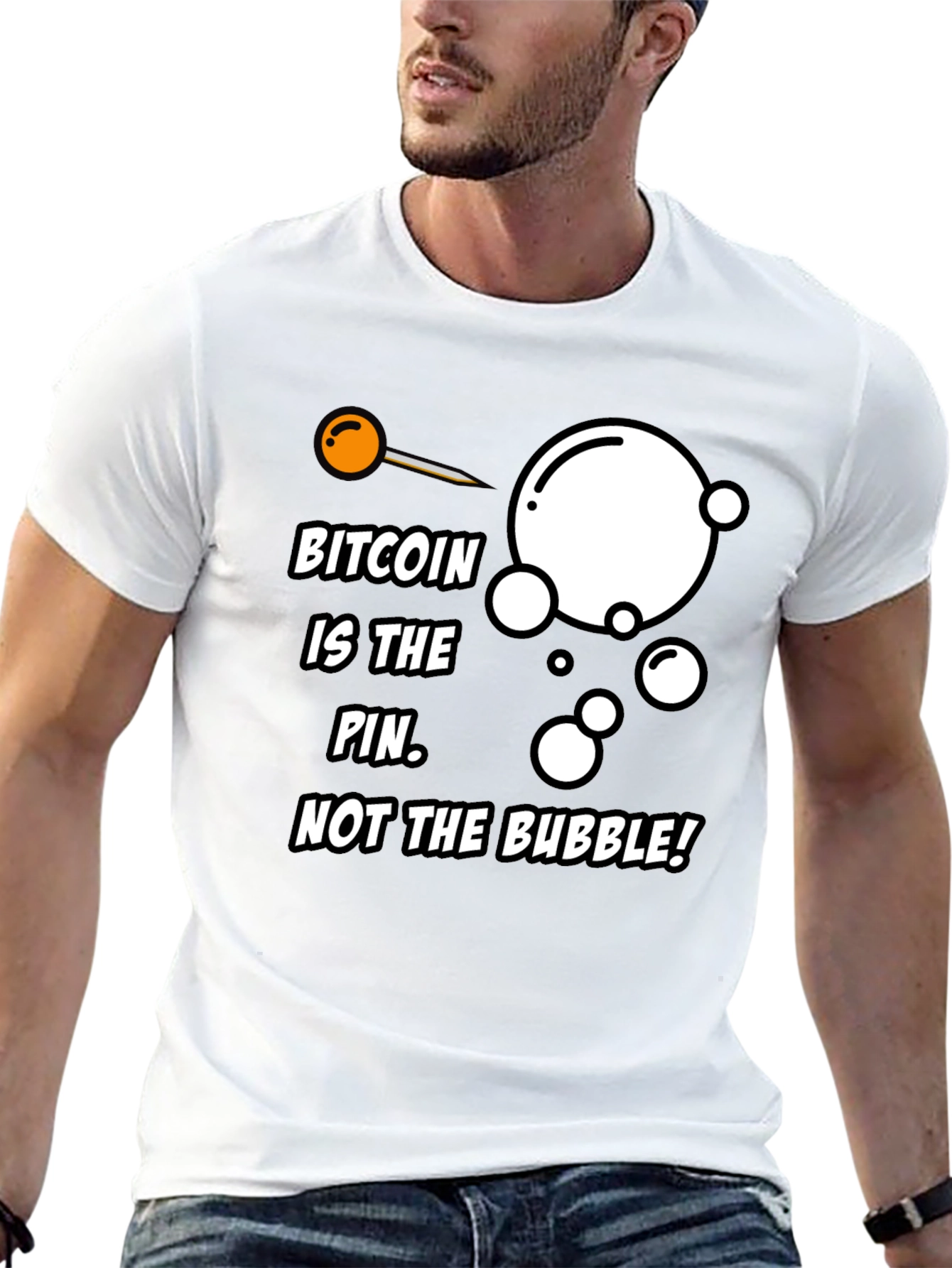 Bitcoin Pin Bubble Graphic T-Shirt