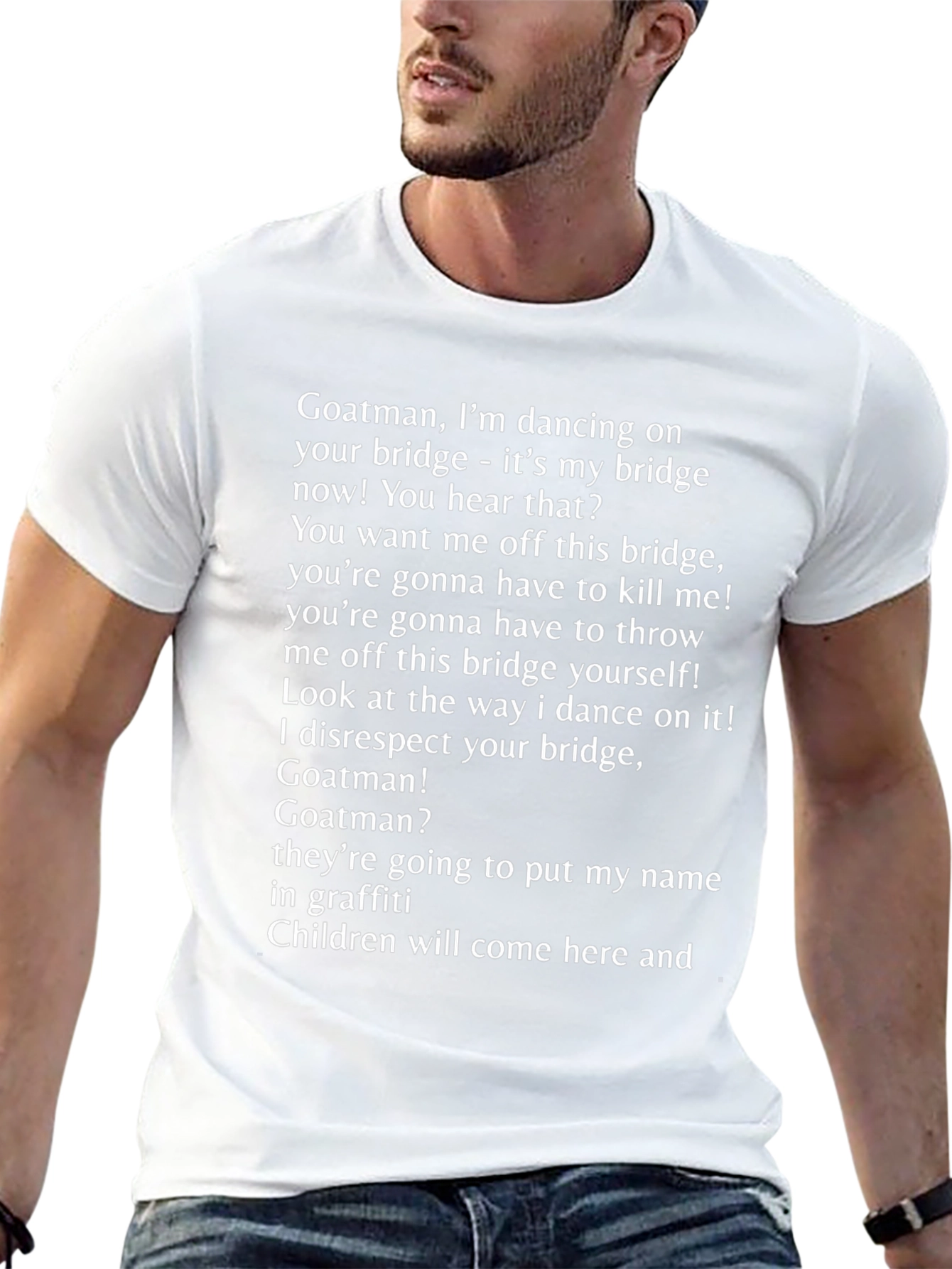 Goatman Bridge Humor Graphic T-Shirt