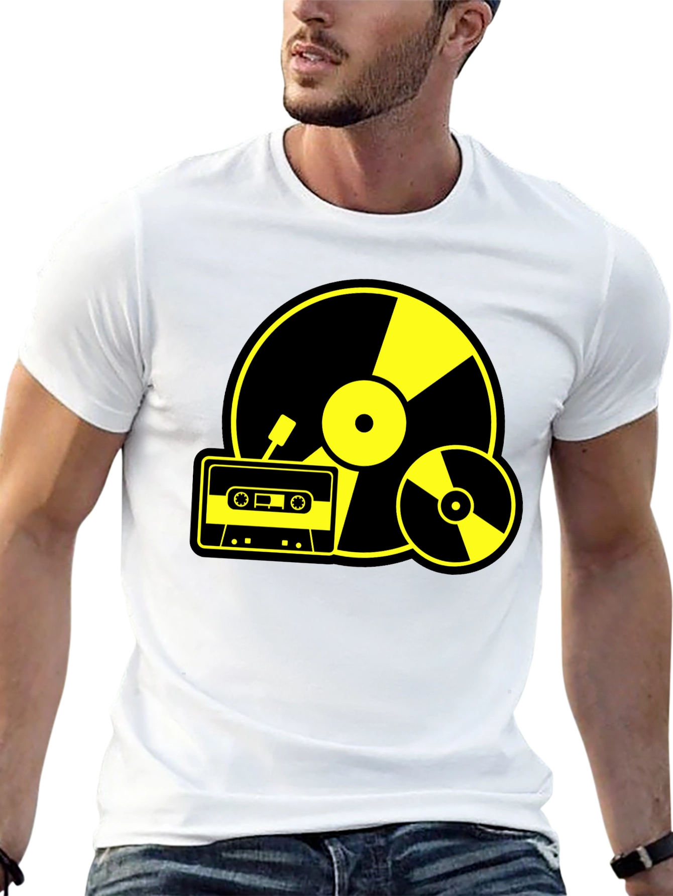 Retro Music Lovers T-Shirt - Black