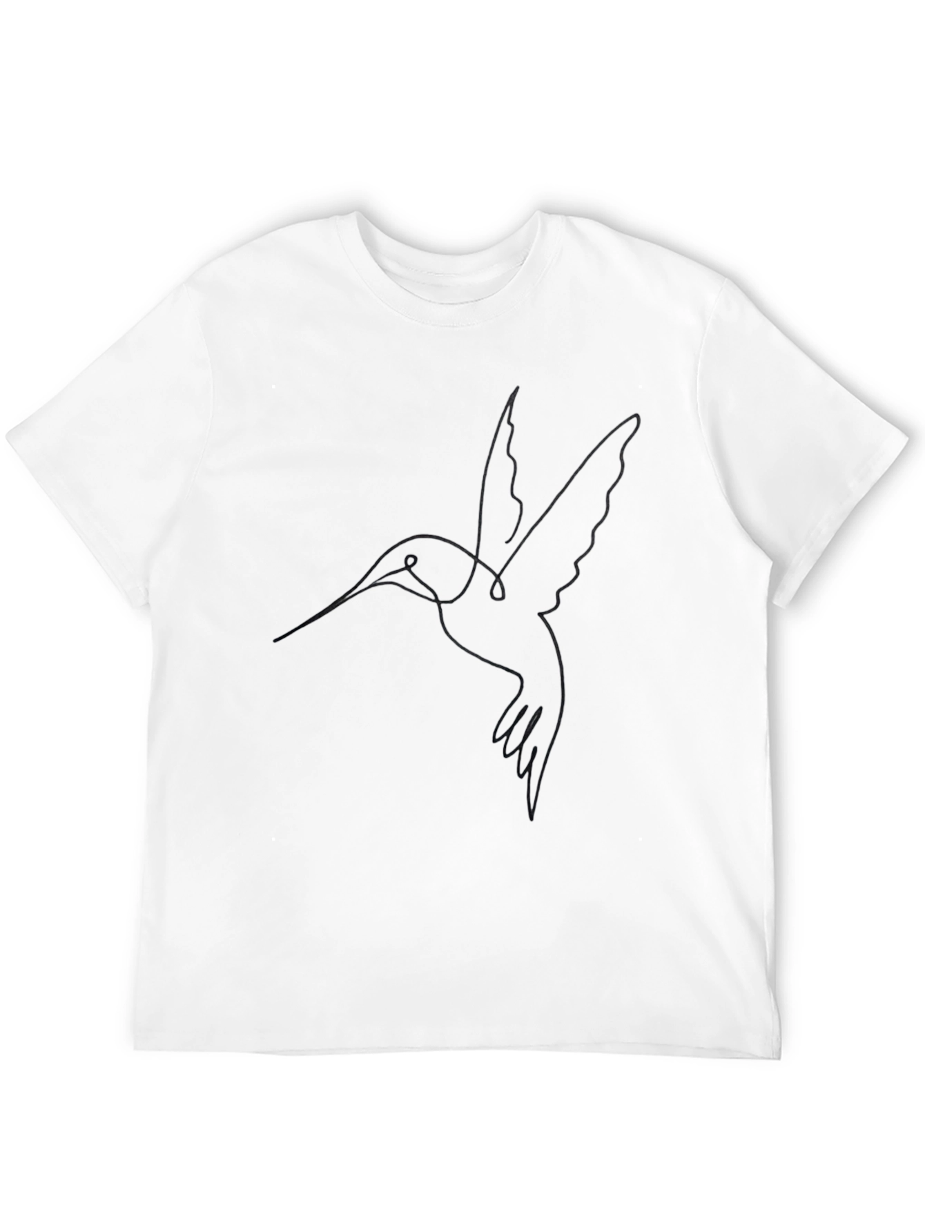 Minimalist Hummingbird Line Art Black T-Shirt