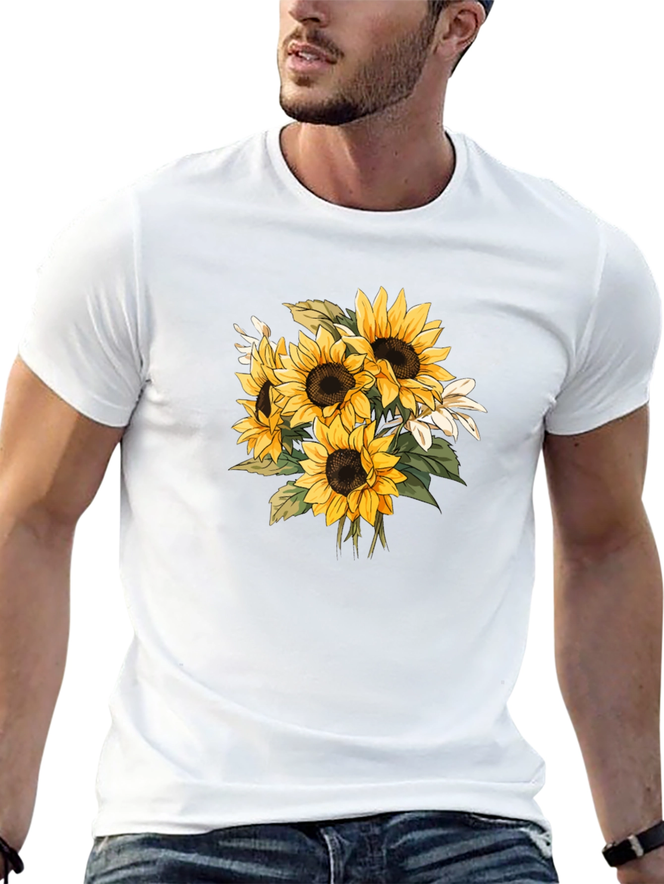 Sunflower Graphic Black T-Shirt - Nature Inspired Tee