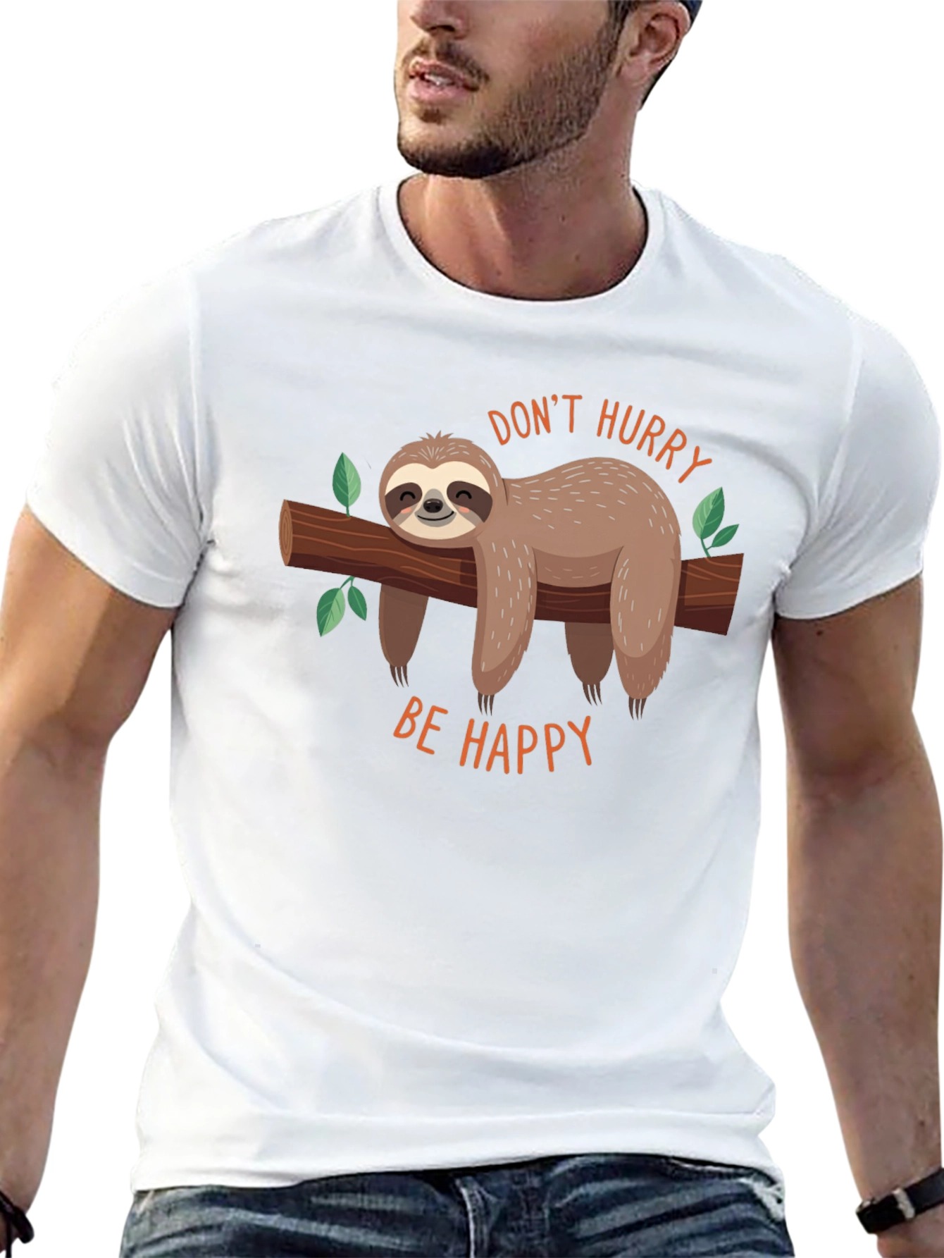 Dont Hurry Be Happy Sloth Graphic Tee