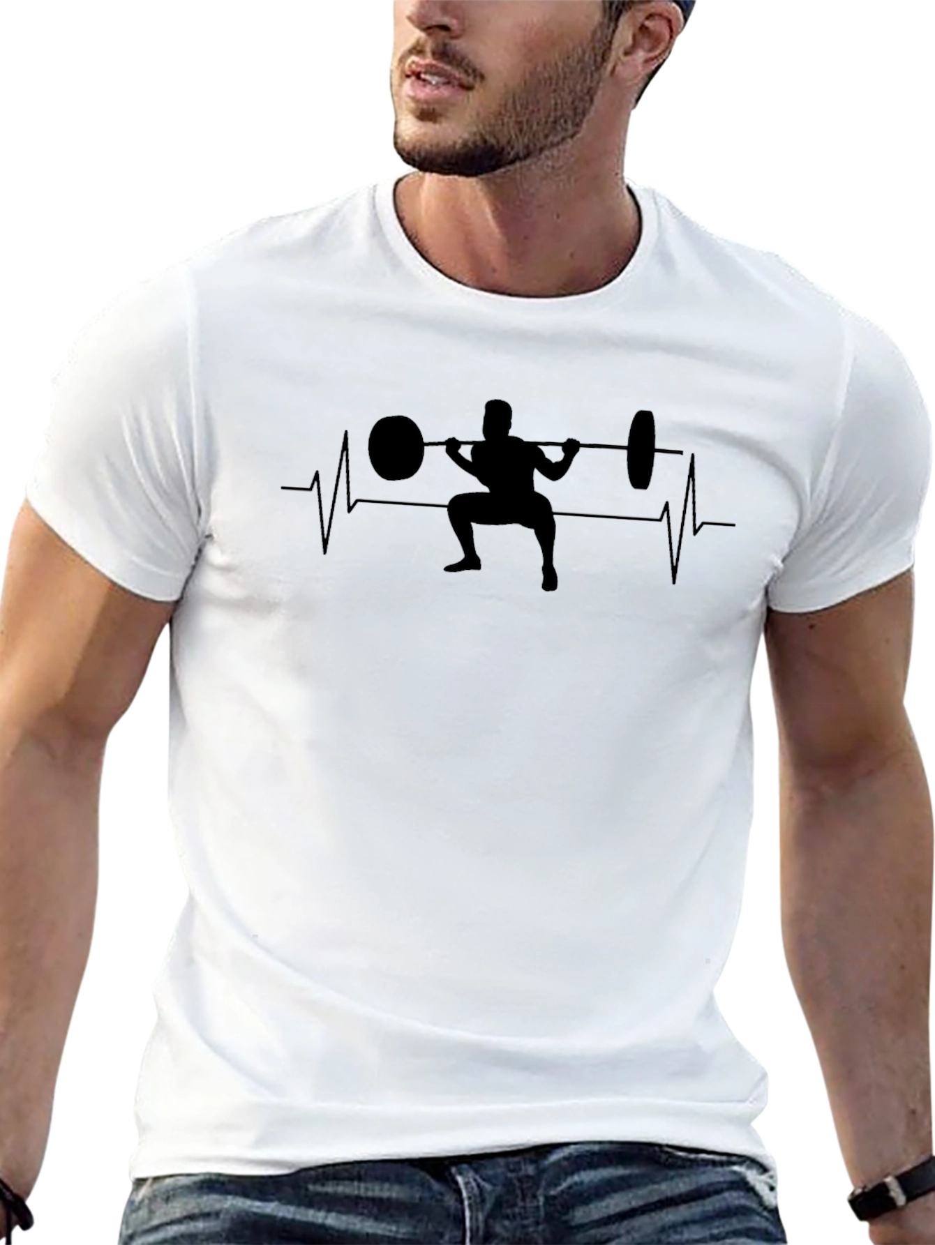 Workout Heartbeat T-Shirt - Squat Design