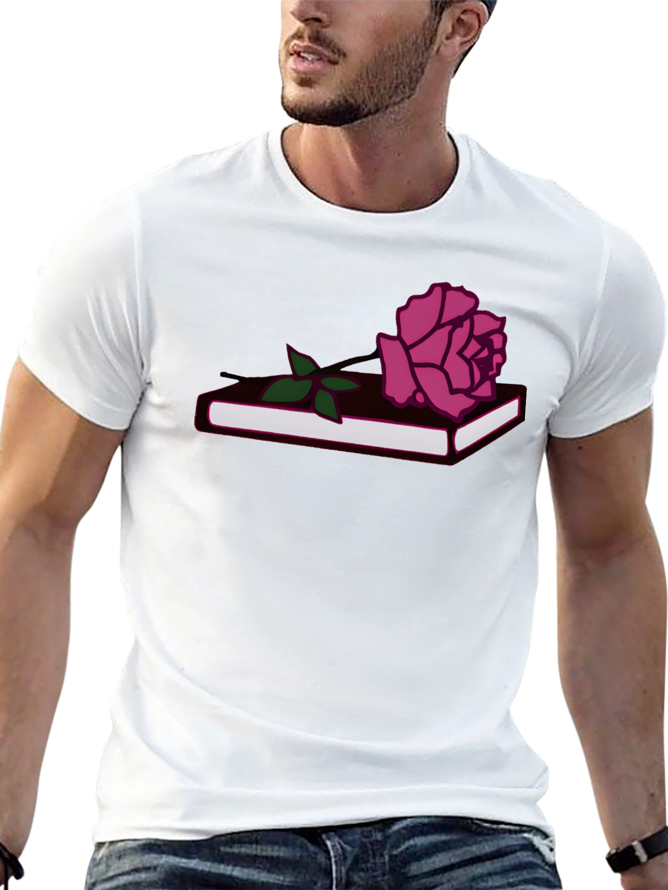 Rose on Book Graphic Tee - Stylish Comfort