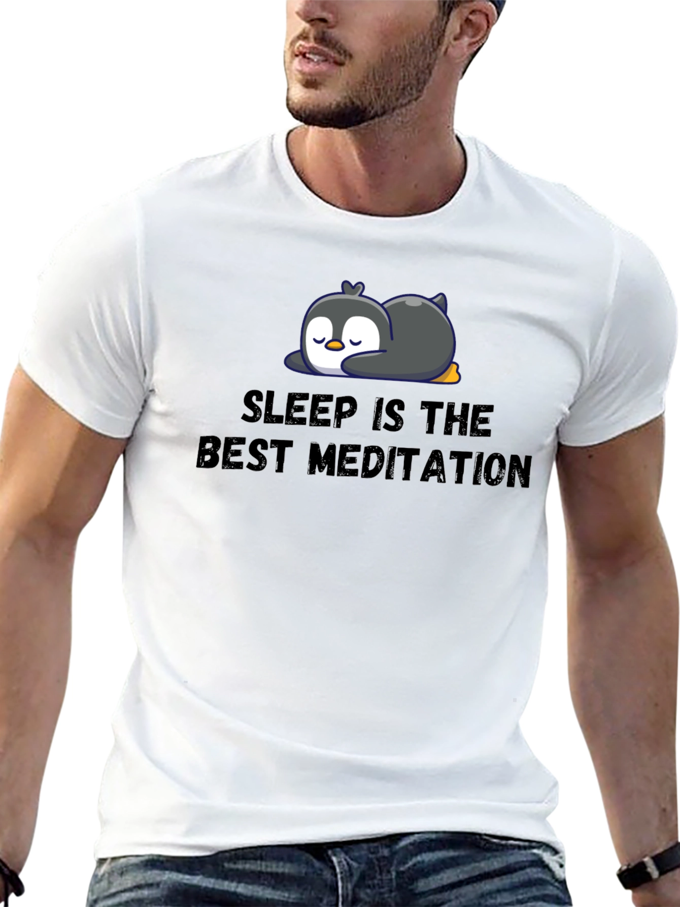 Sleep Is The Best Meditation Penguin T-Shirt