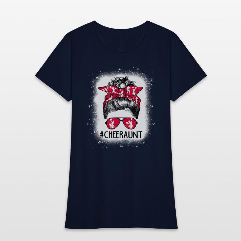Cheer Aunt Life Messy Bun Cheerleader Bleached Mo