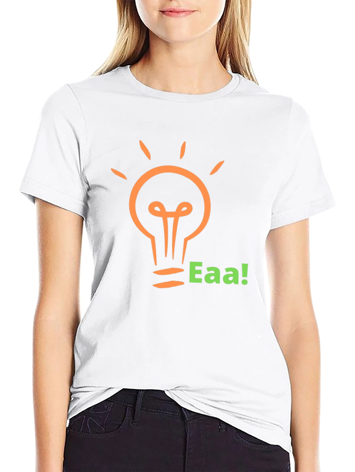 Black T-Shirt with Light Bulb Graphic and Eaa! Text