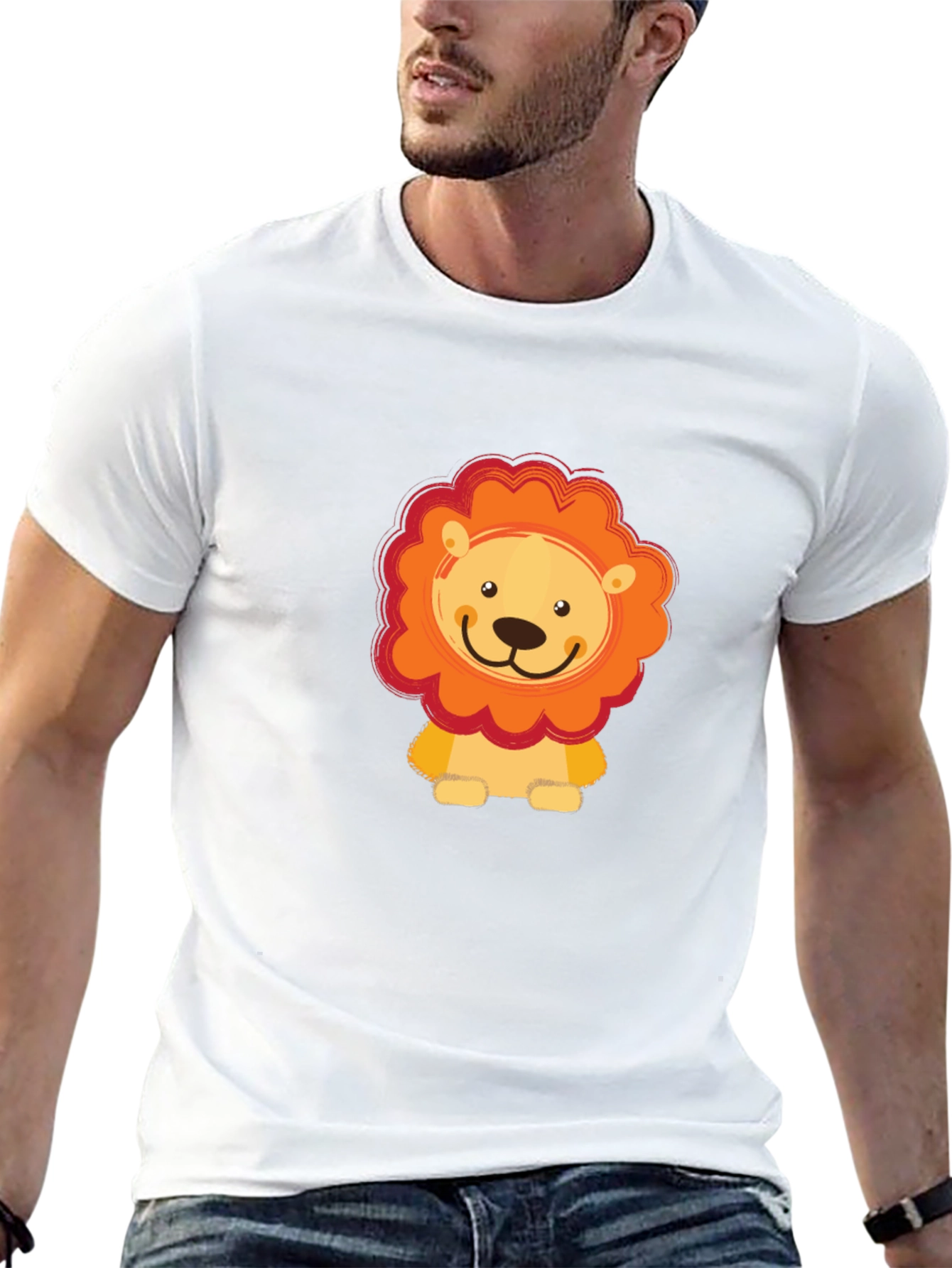 Cute Lion Graphic Black T-Shirt