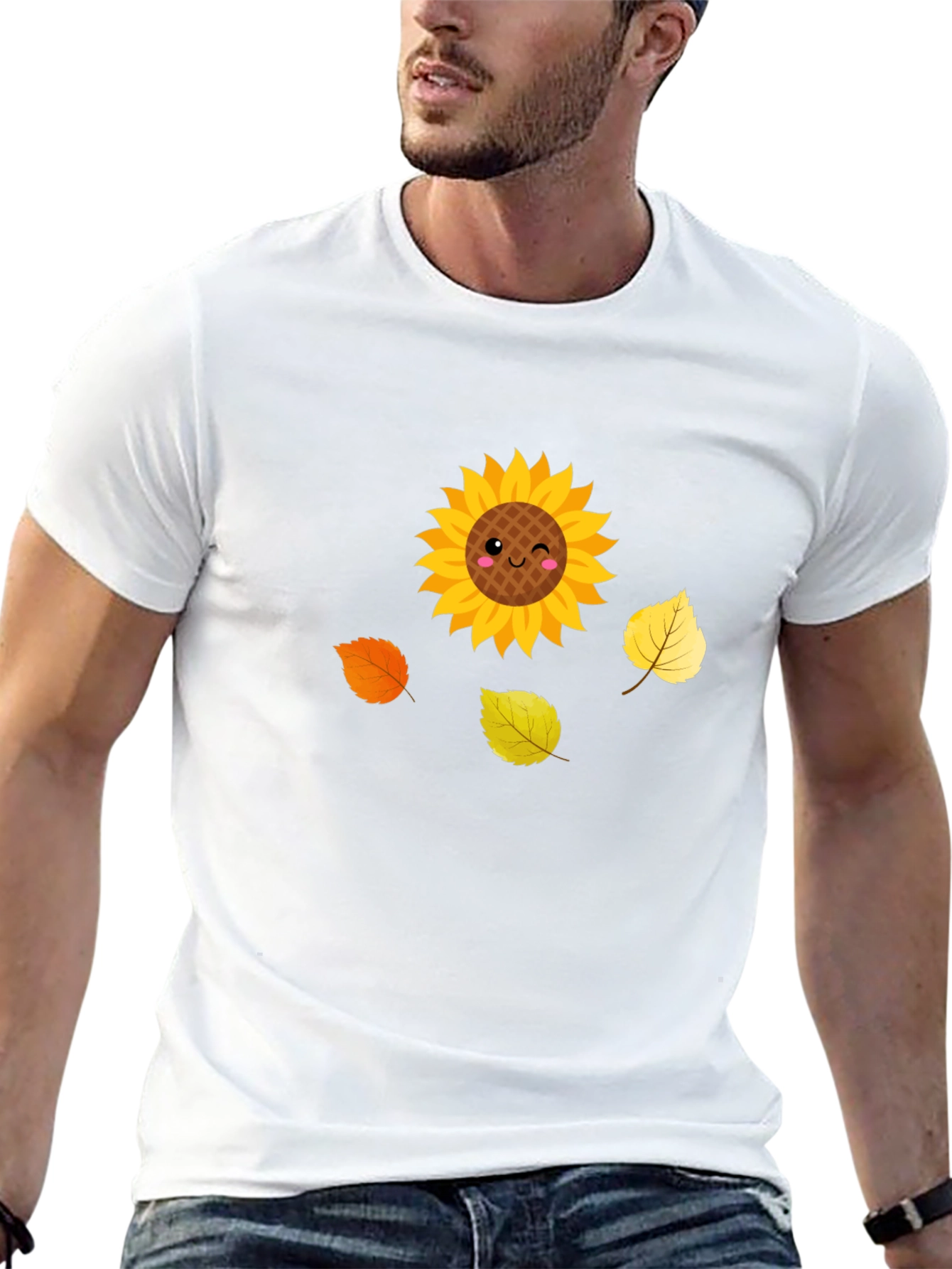 Cute Sunflower Graphic Tee - Black