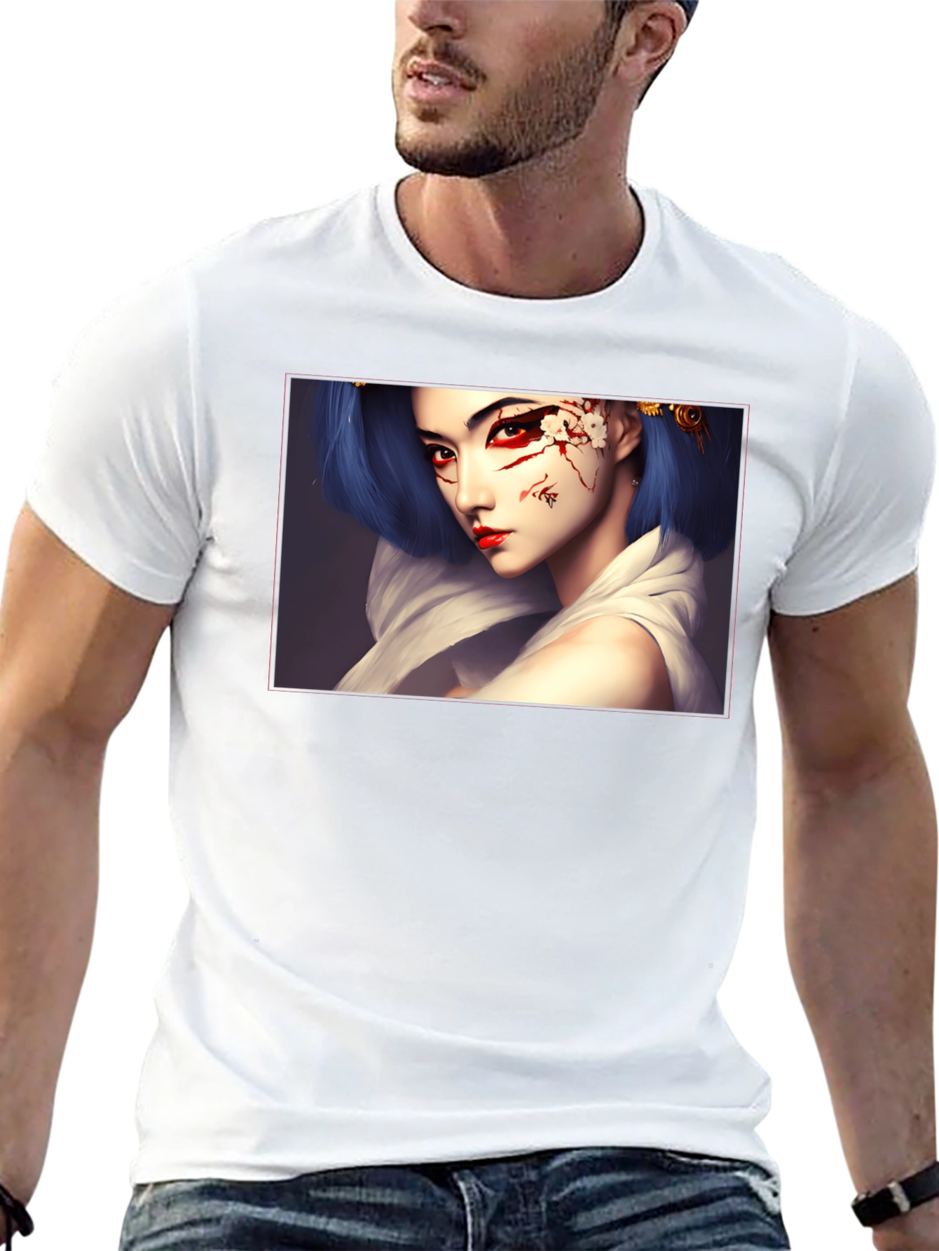 Geisha Art Graphic Black T-Shirt