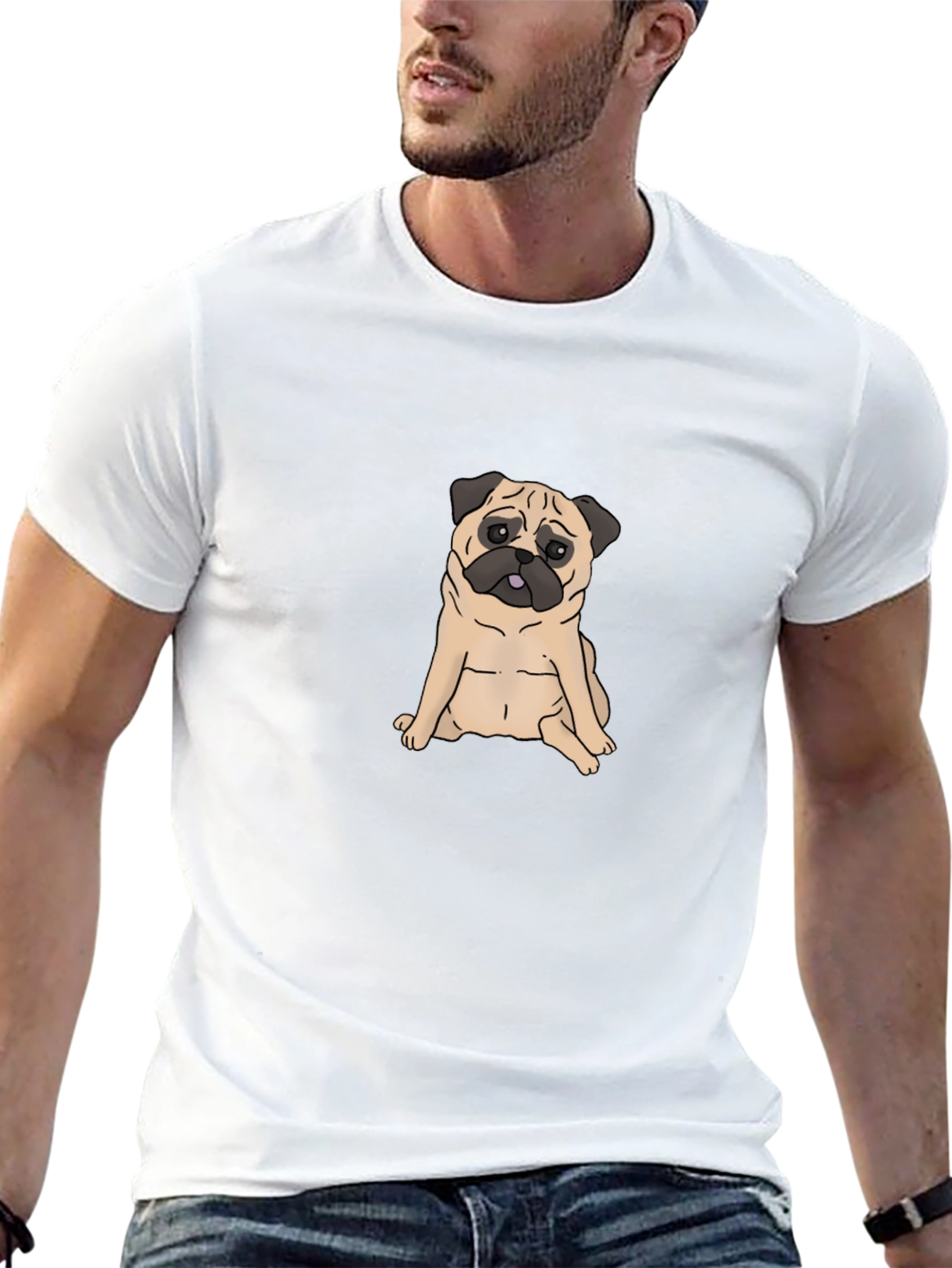 Pug Graphic Black T-Shirt - Cute Dog Tee
