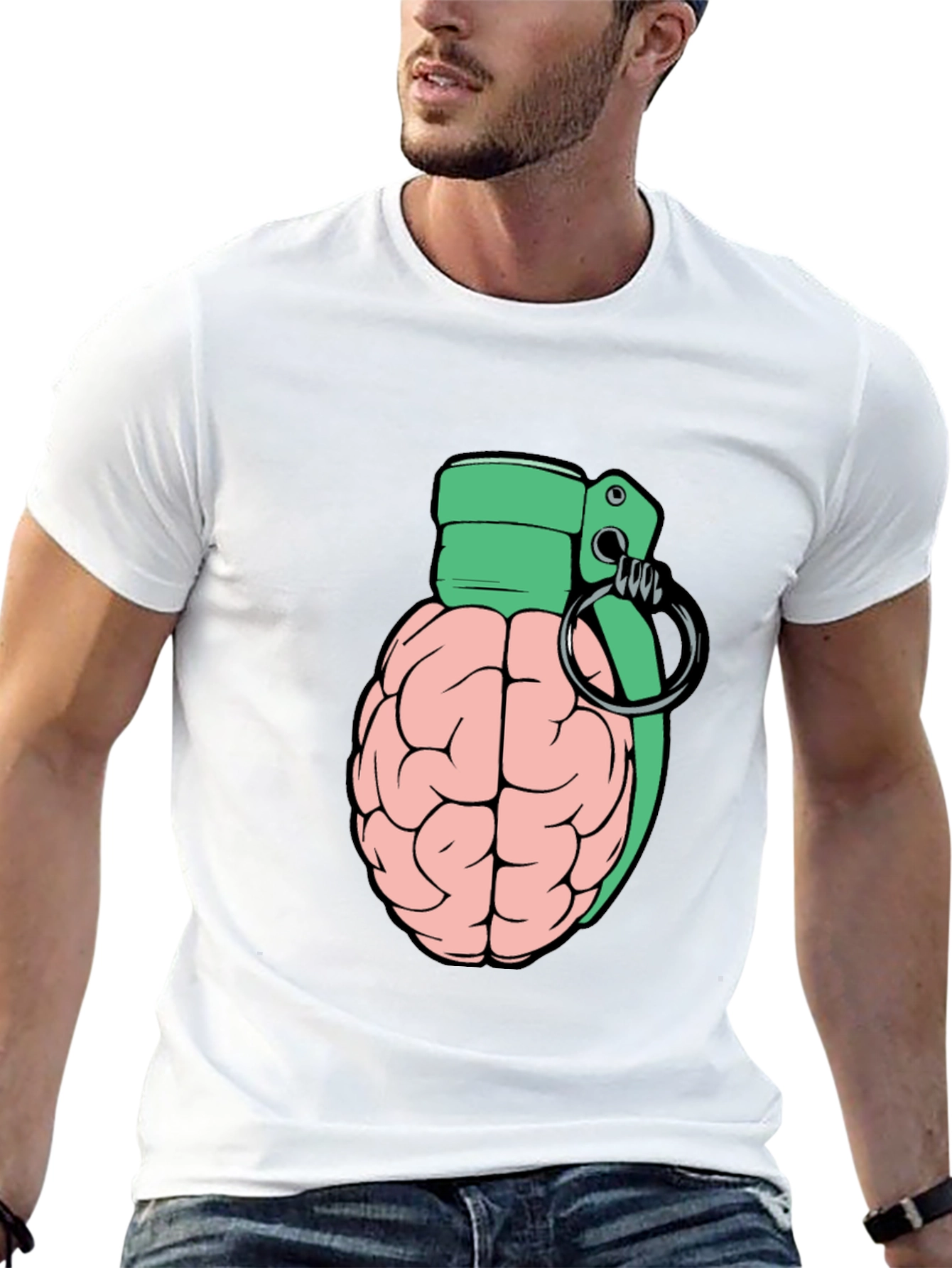 Brain Grenade Graphic Tee - Black Cotton T-Shirt
