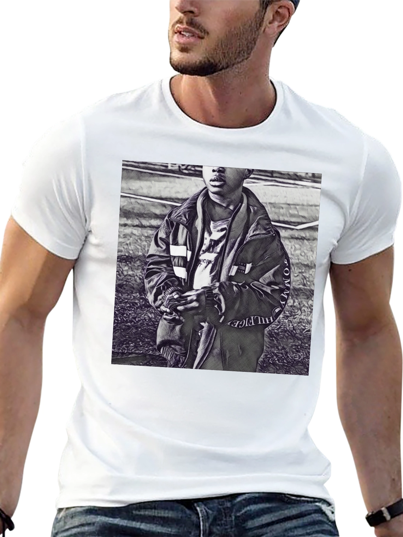 Monochrome Graphic T-Shirt - Urban Style