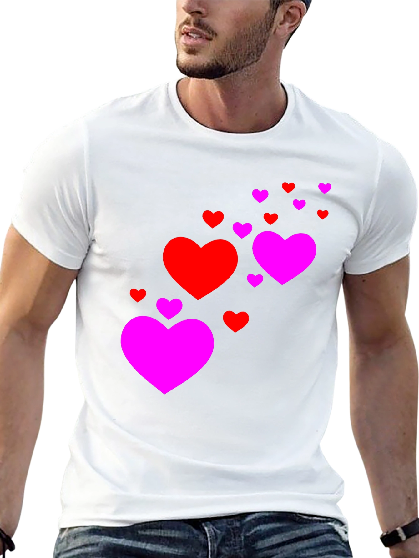 Heart Cascade Black T-Shirt
