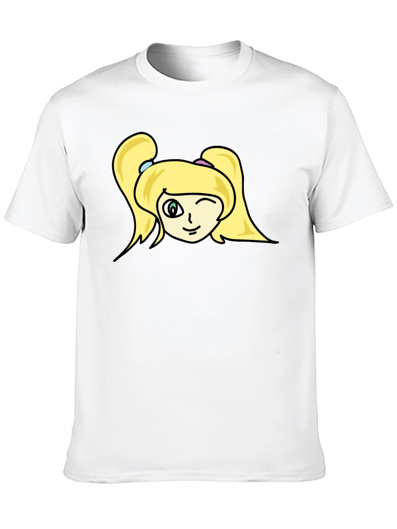 Winking Girl Graphic Black Tee