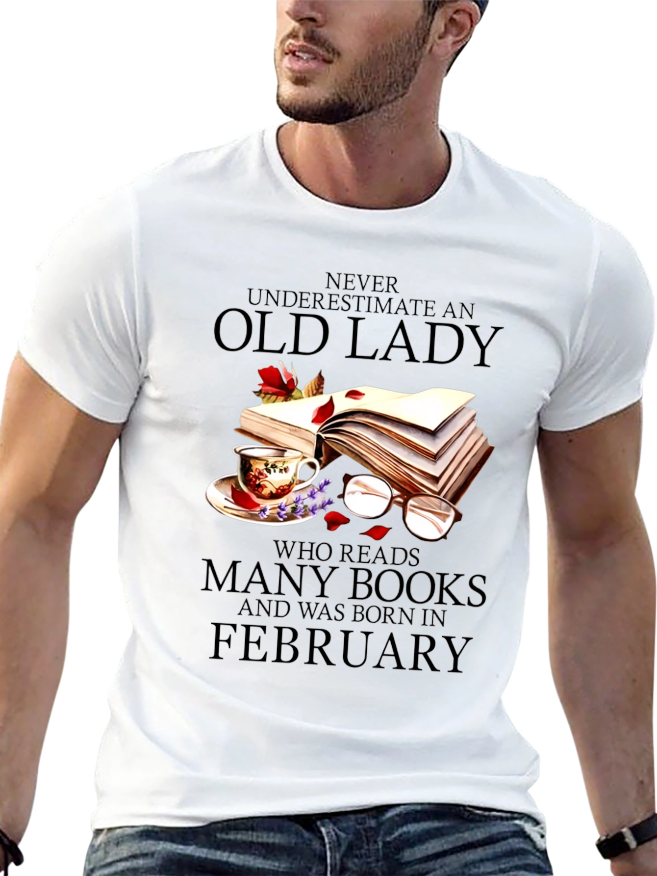 Old Lady Reads February Birthday T-Shirt