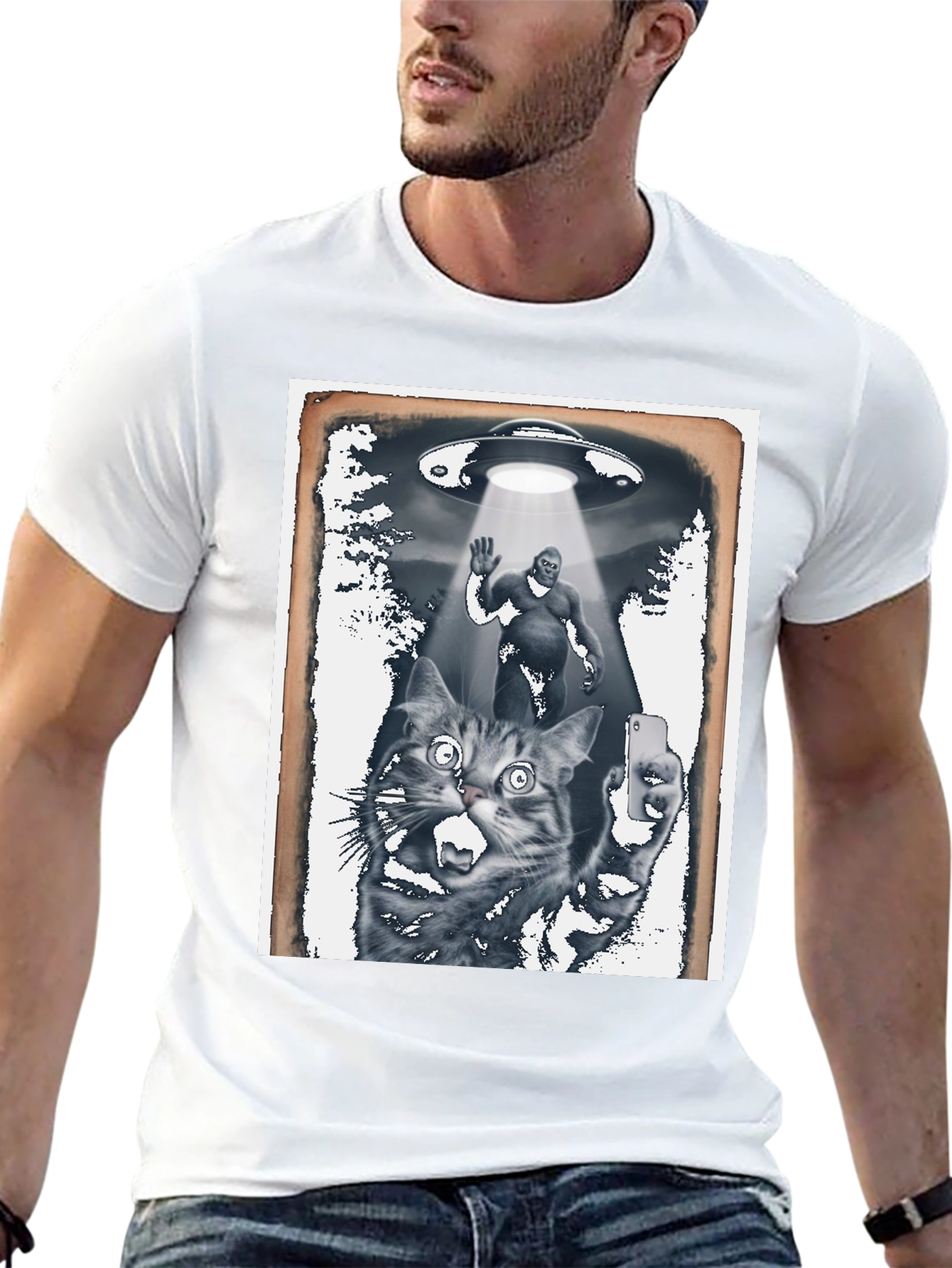 UFO Cat Selfie T-Shirt